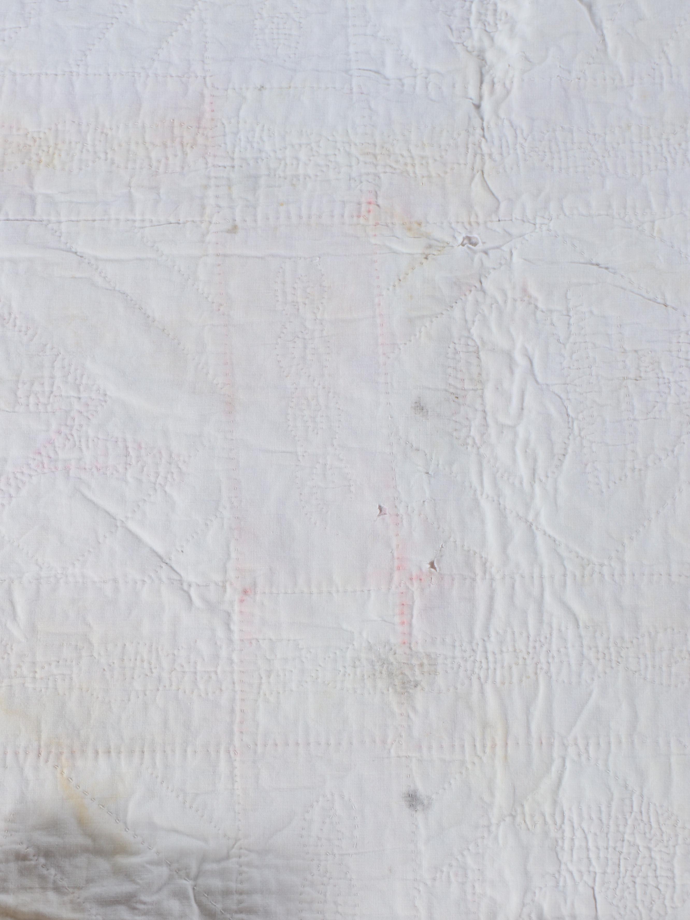 Cross-Stitch Embroidery and Other Red and White Cotton Quilts