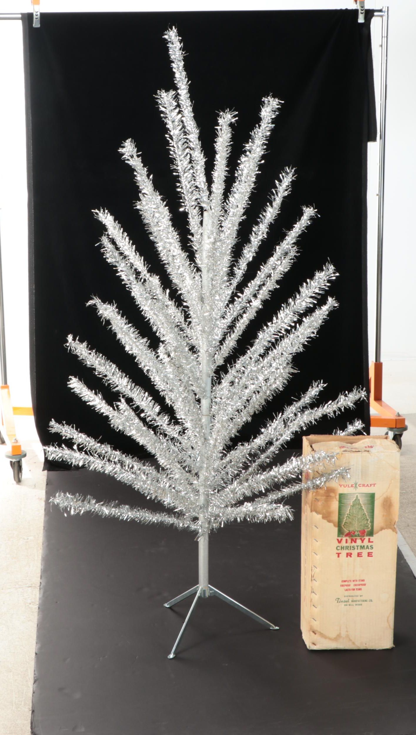 Yule Craft Vinyl Tinsel Christmas Tree with Stand, Vintage