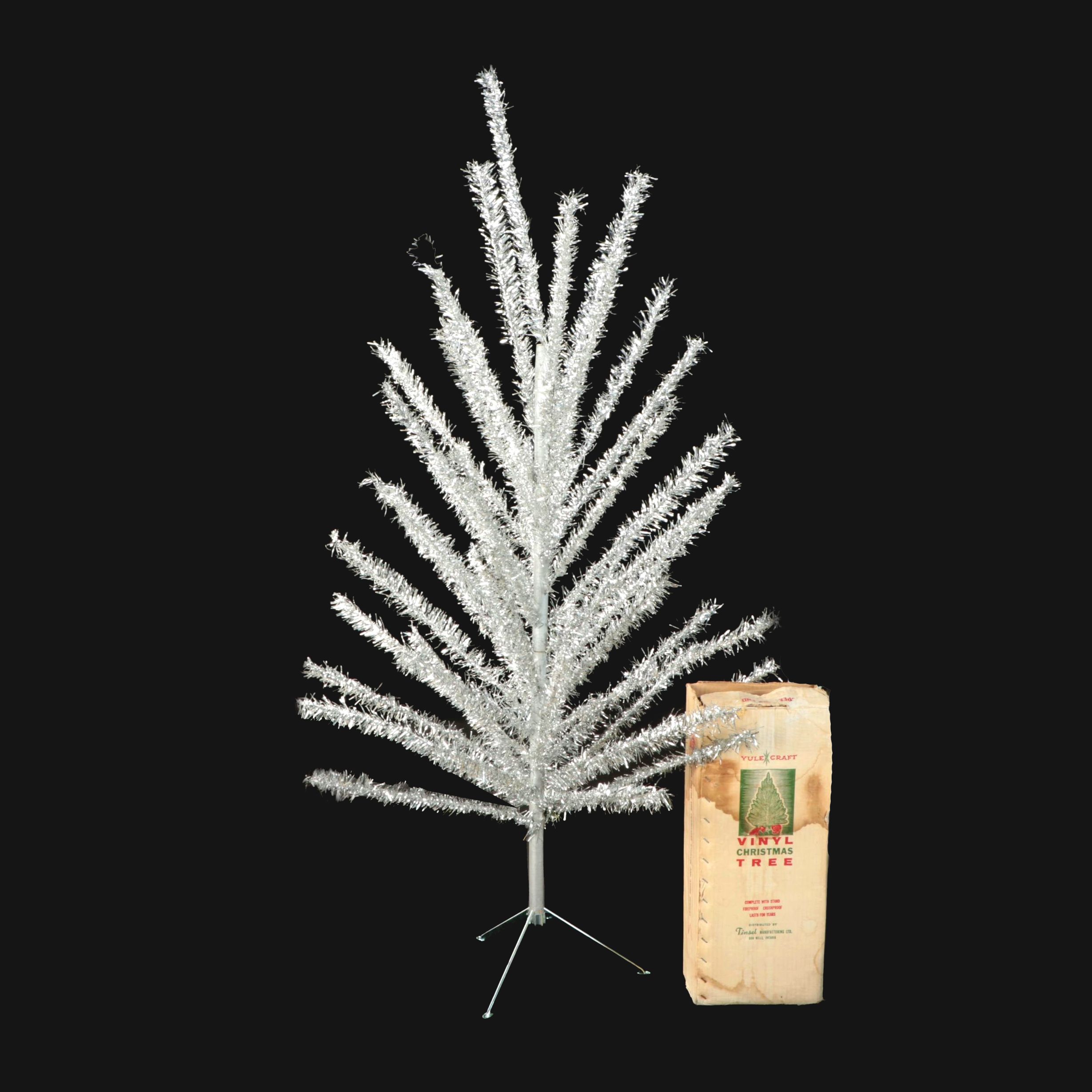 Yule Craft Vinyl Tinsel Christmas Tree with Stand, Vintage
