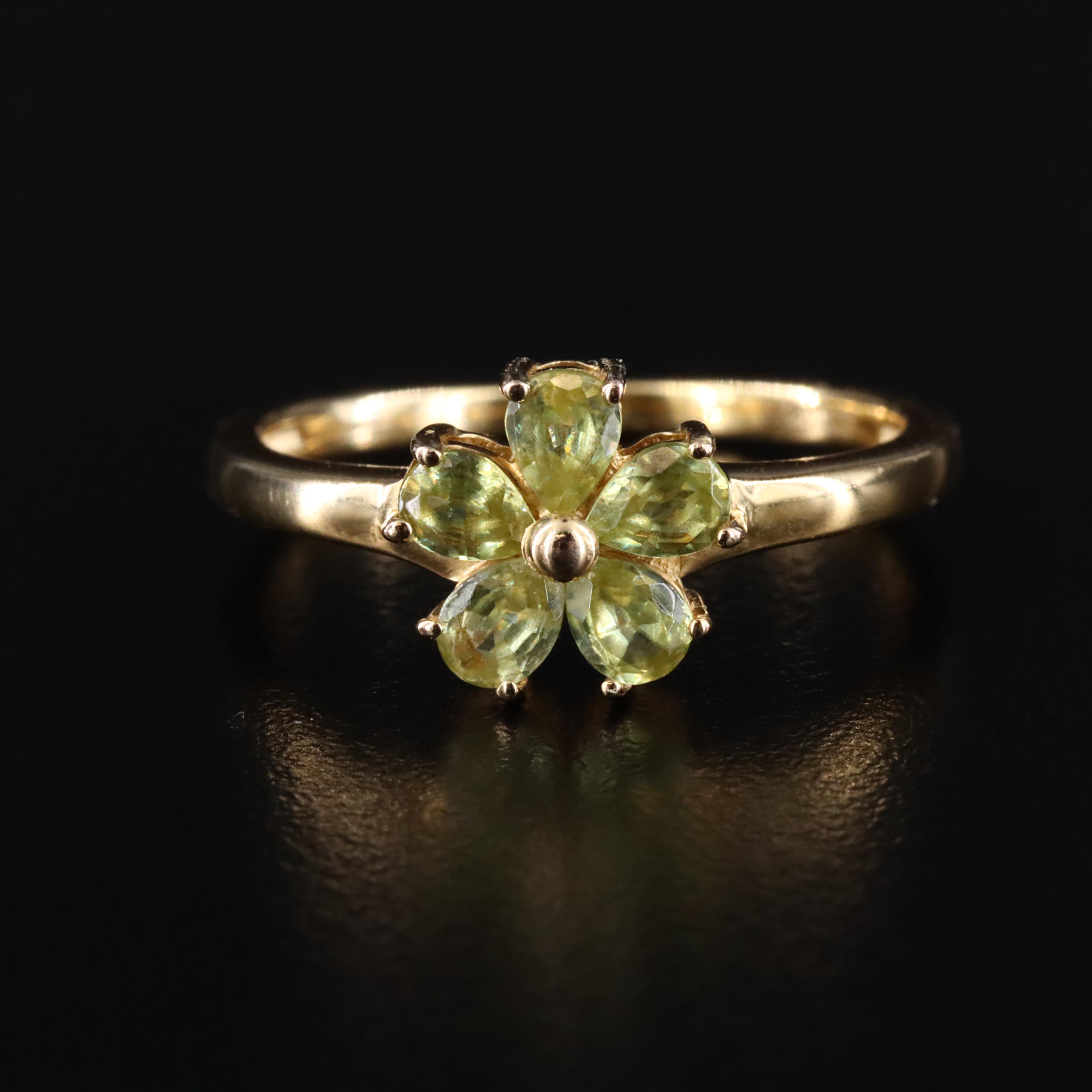 Sterling Sphene Flower Ring