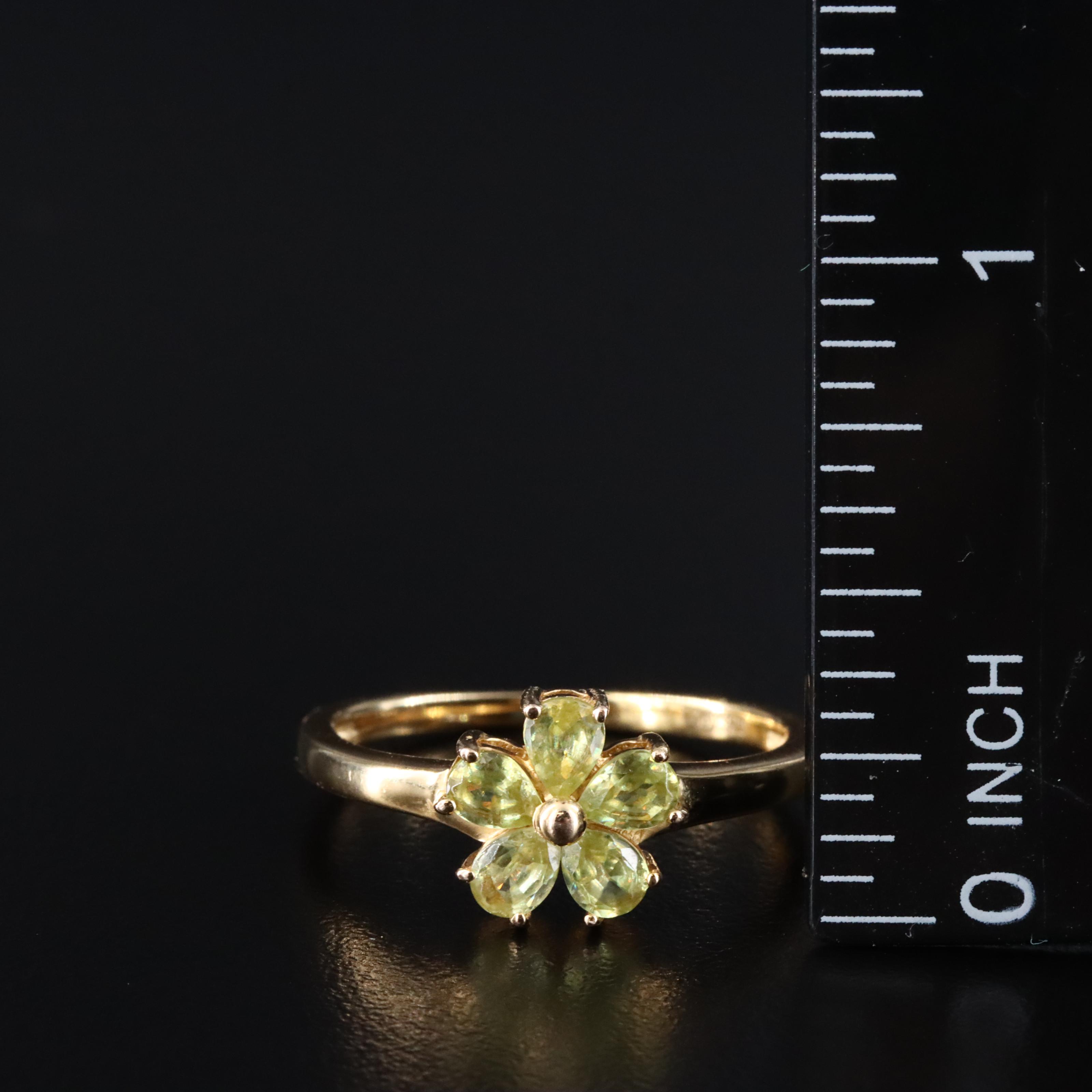 Sterling Sphene Flower Ring