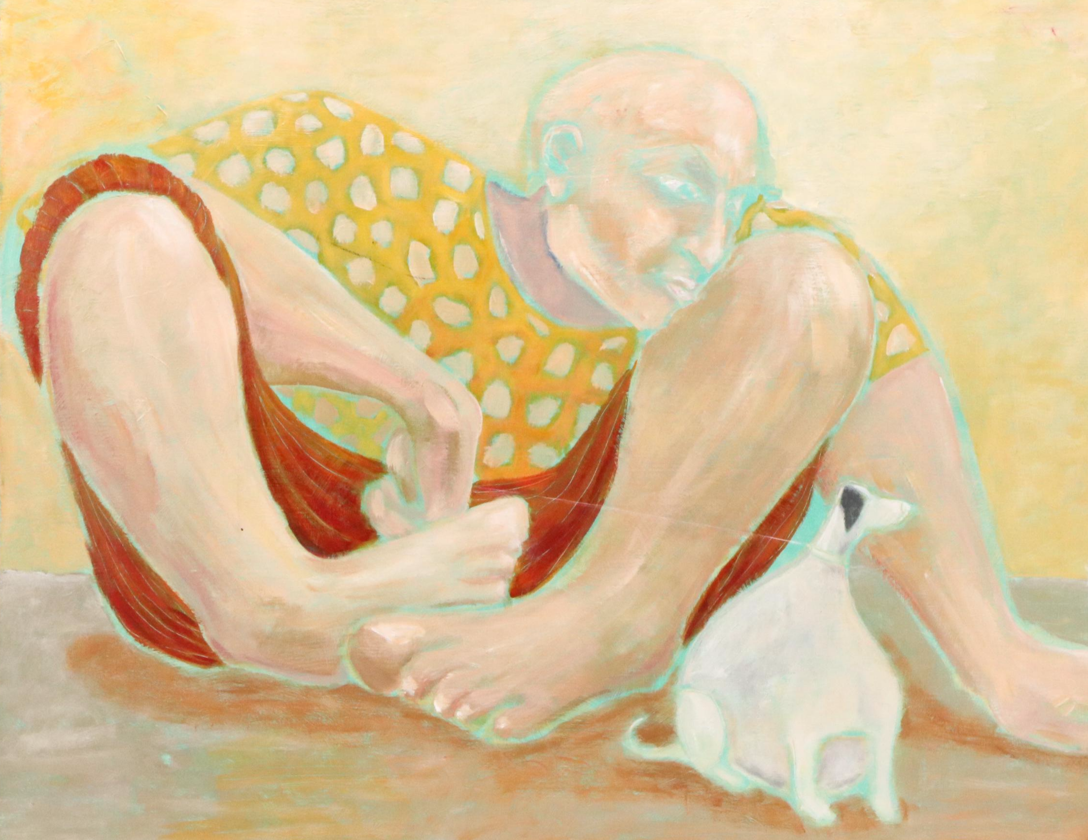 Marek Bohemus Oil Painting "A Man and His Dog II," 21st Century