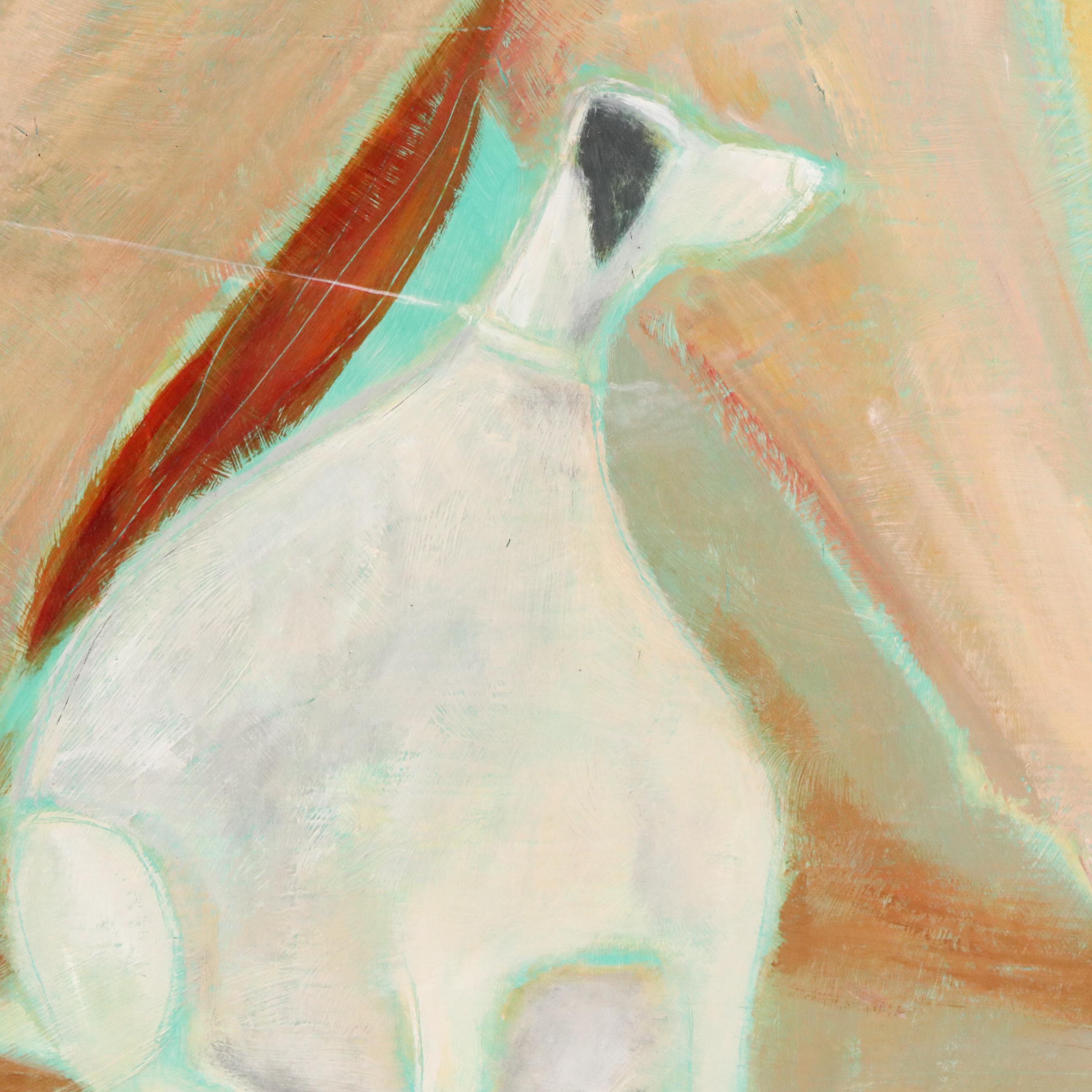 Marek Bohemus Oil Painting "A Man and His Dog II," 21st Century