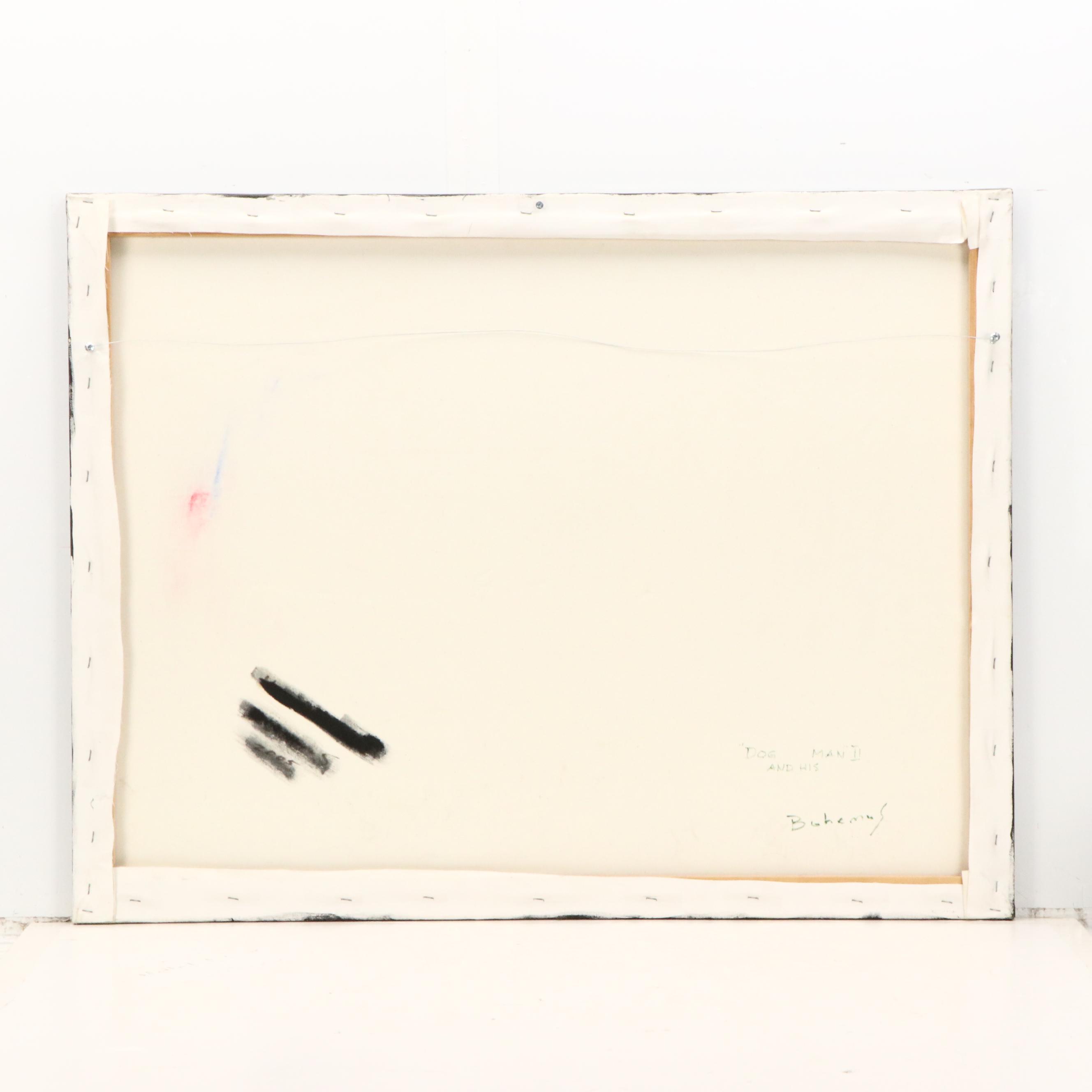 Marek Bohemus Oil Painting "A Man and His Dog II," 21st Century