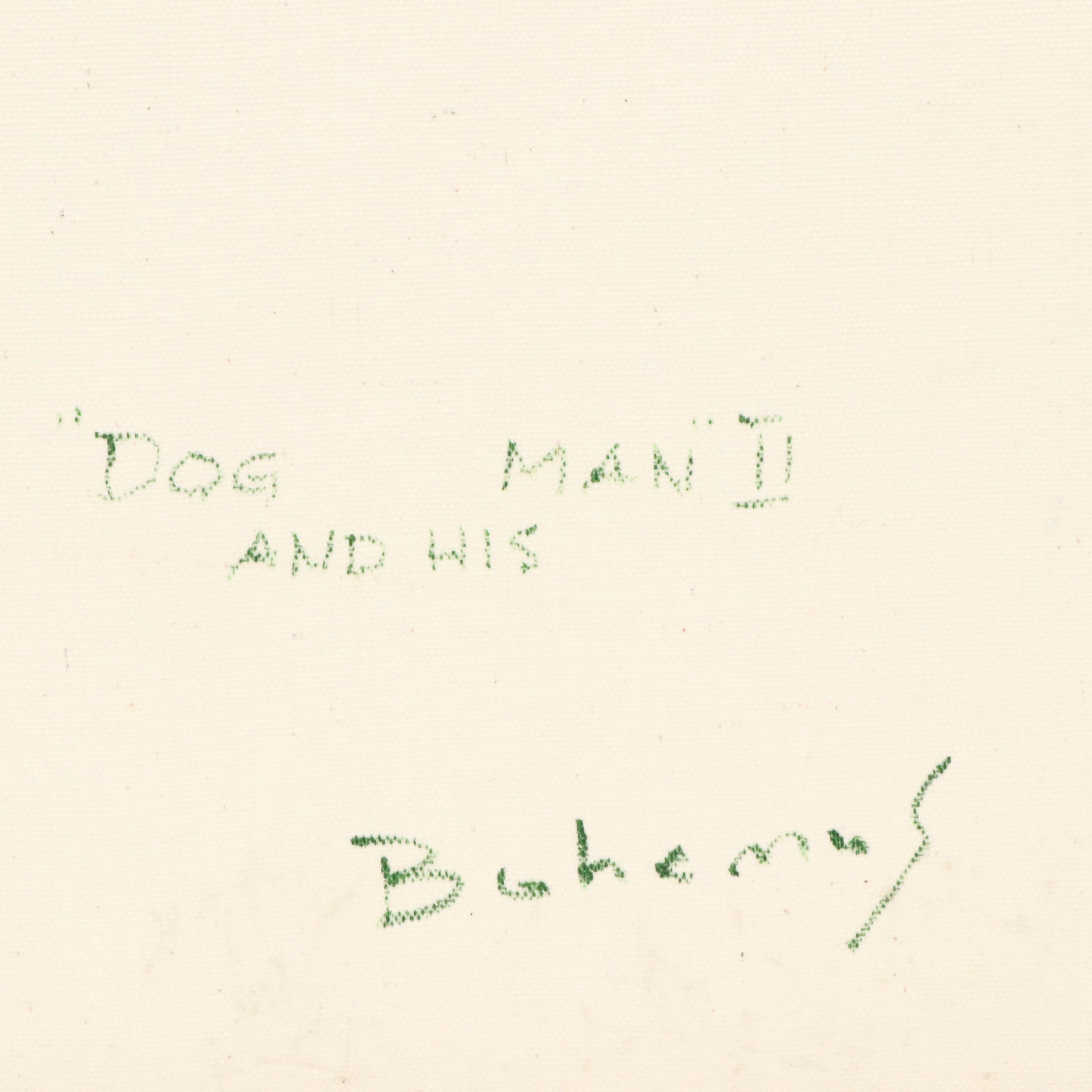 Marek Bohemus Oil Painting "A Man and His Dog II," 21st Century