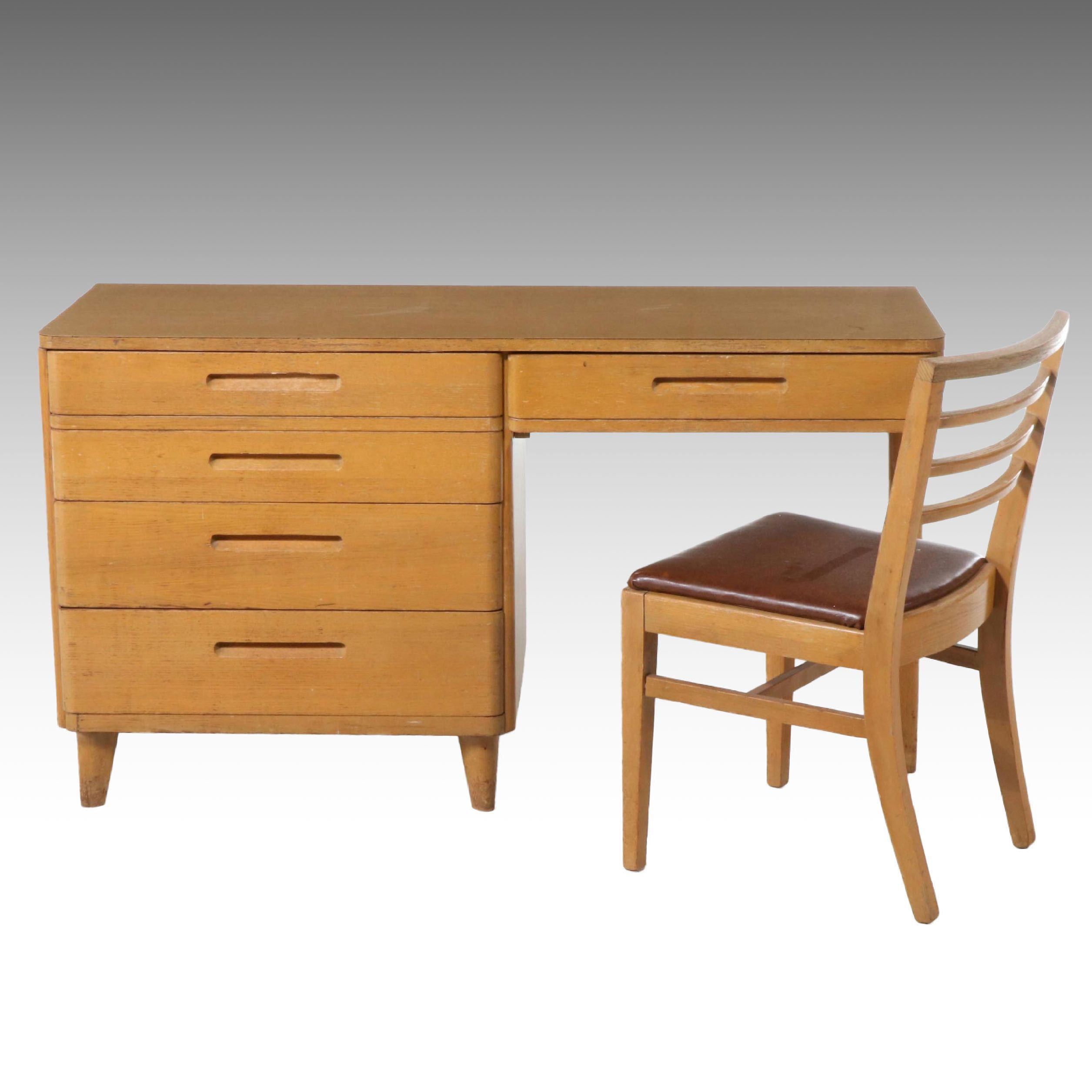 Huntington Chair Corporation Mid Century Modern Style Maple Desk and Chair