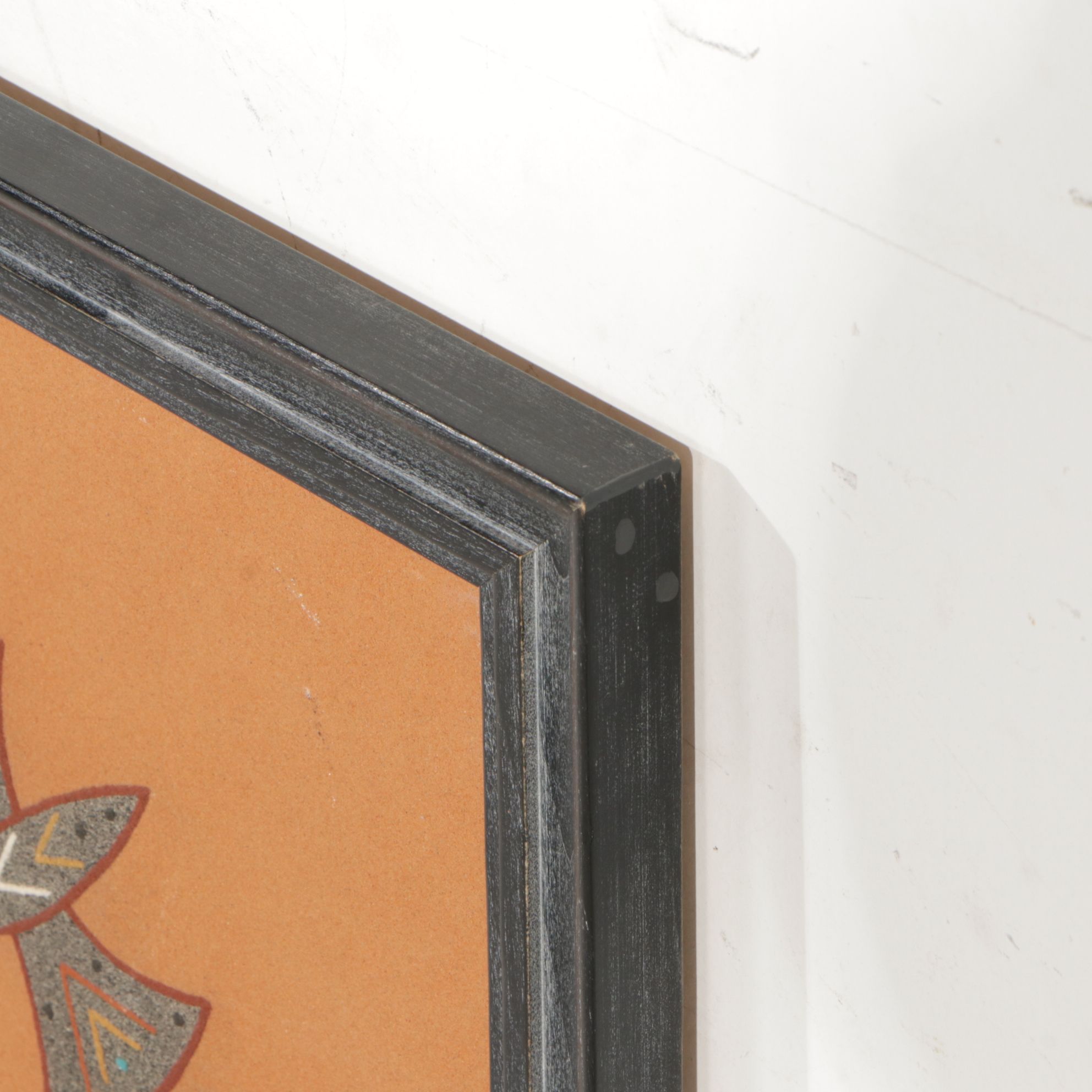 Navajo Sand Painting with Coyote and Butterfly Motifs, Mid to Late 20th Century