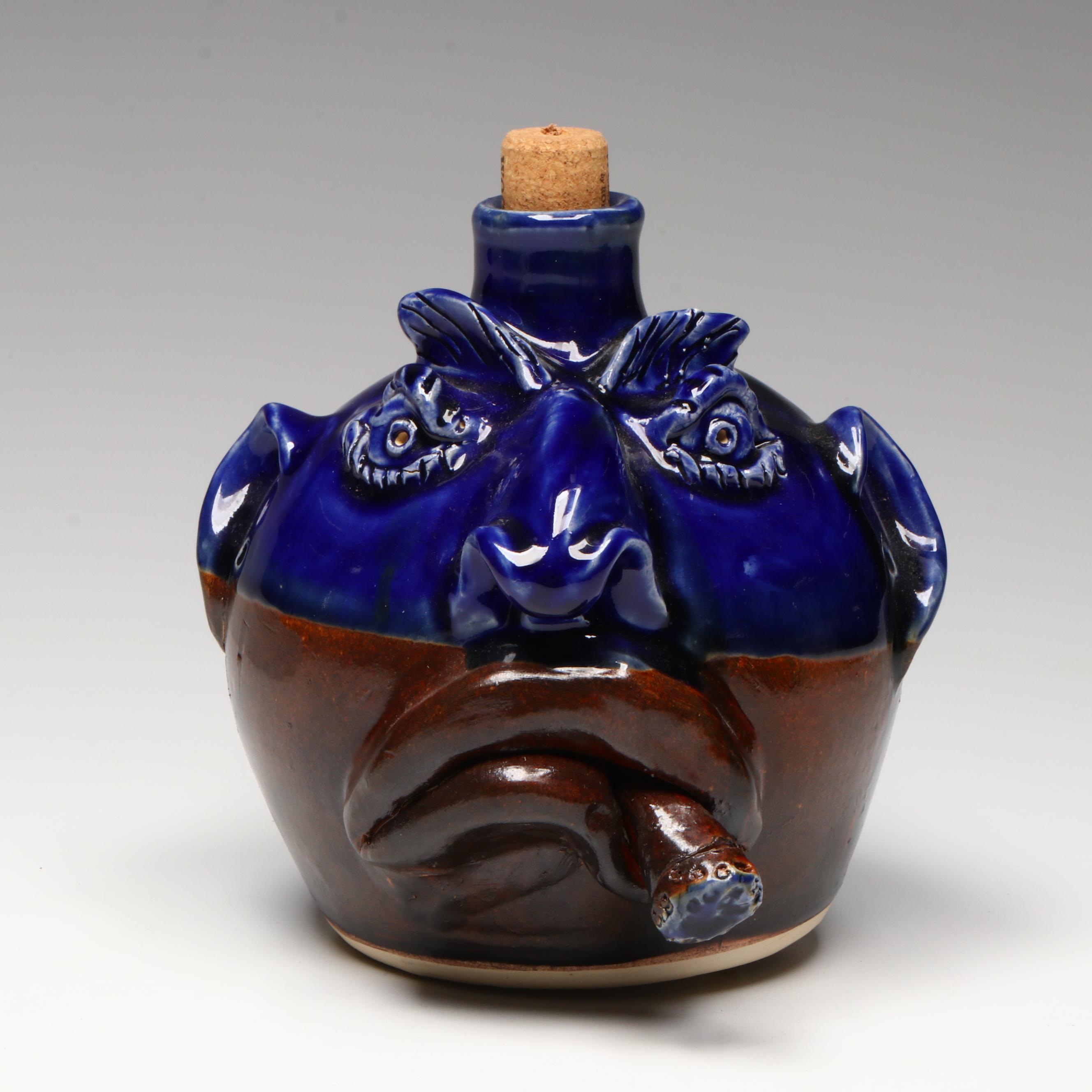 Artist Signed Ceramic Figural Jug, 2018