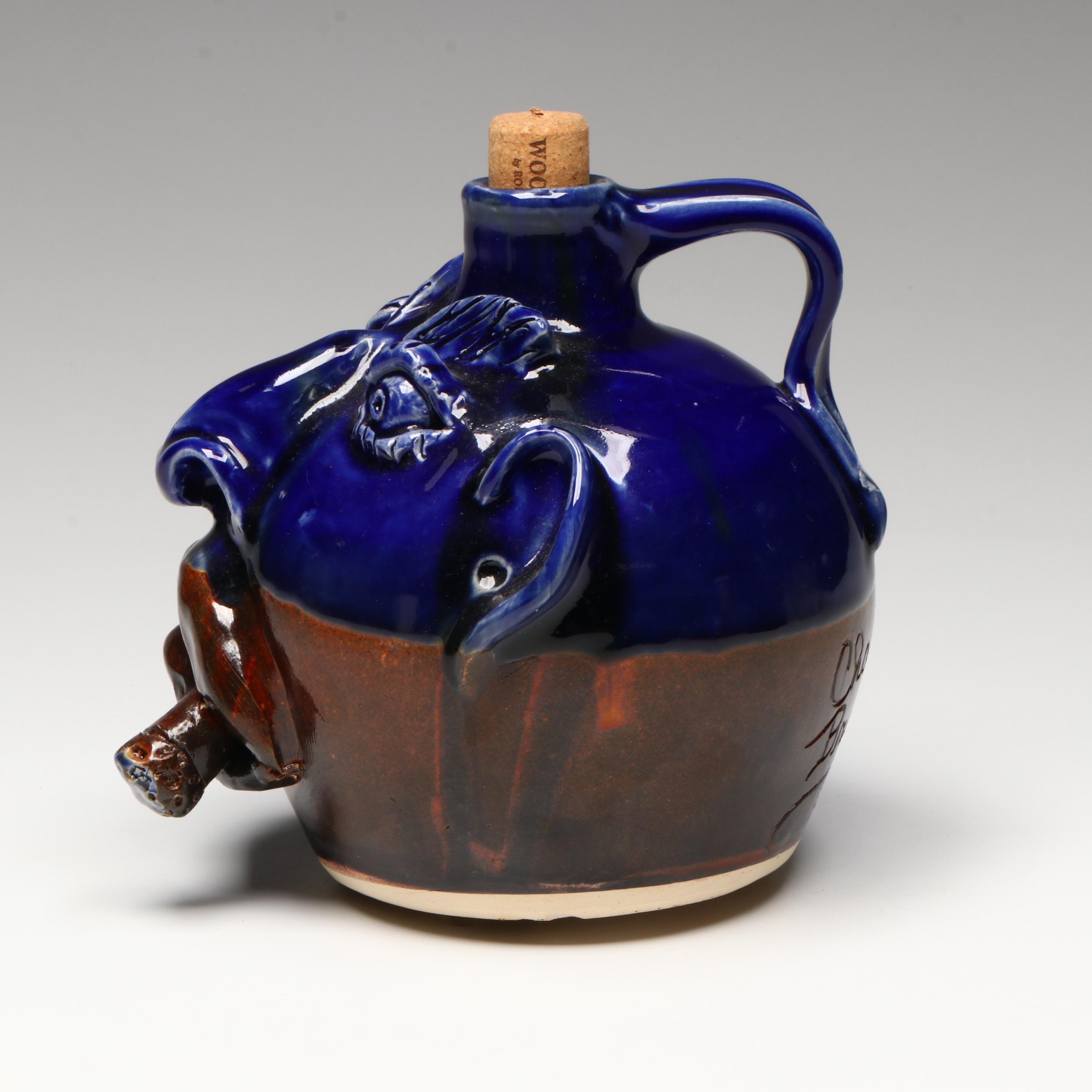 Artist Signed Ceramic Figural Jug, 2018