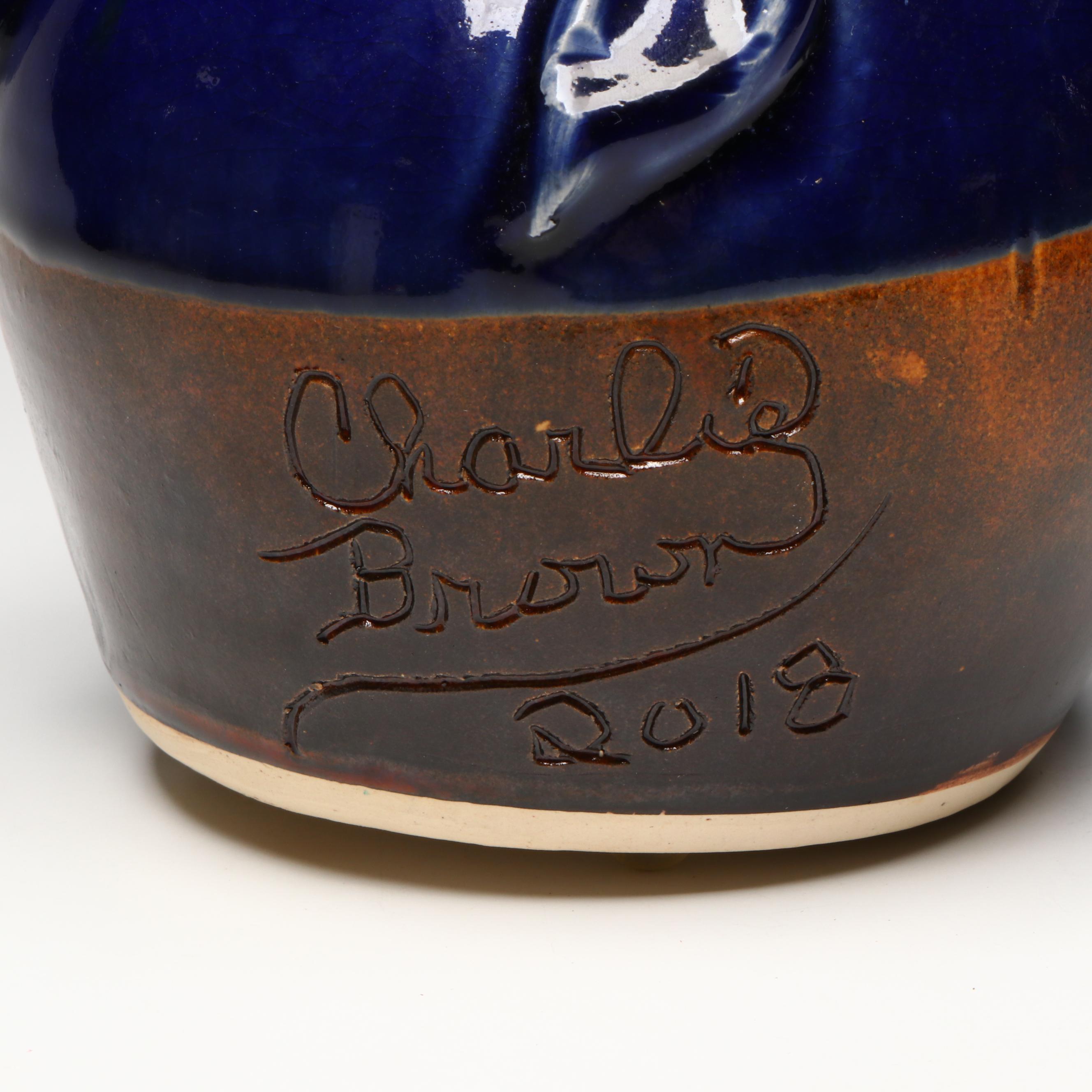 Artist Signed Ceramic Figural Jug, 2018