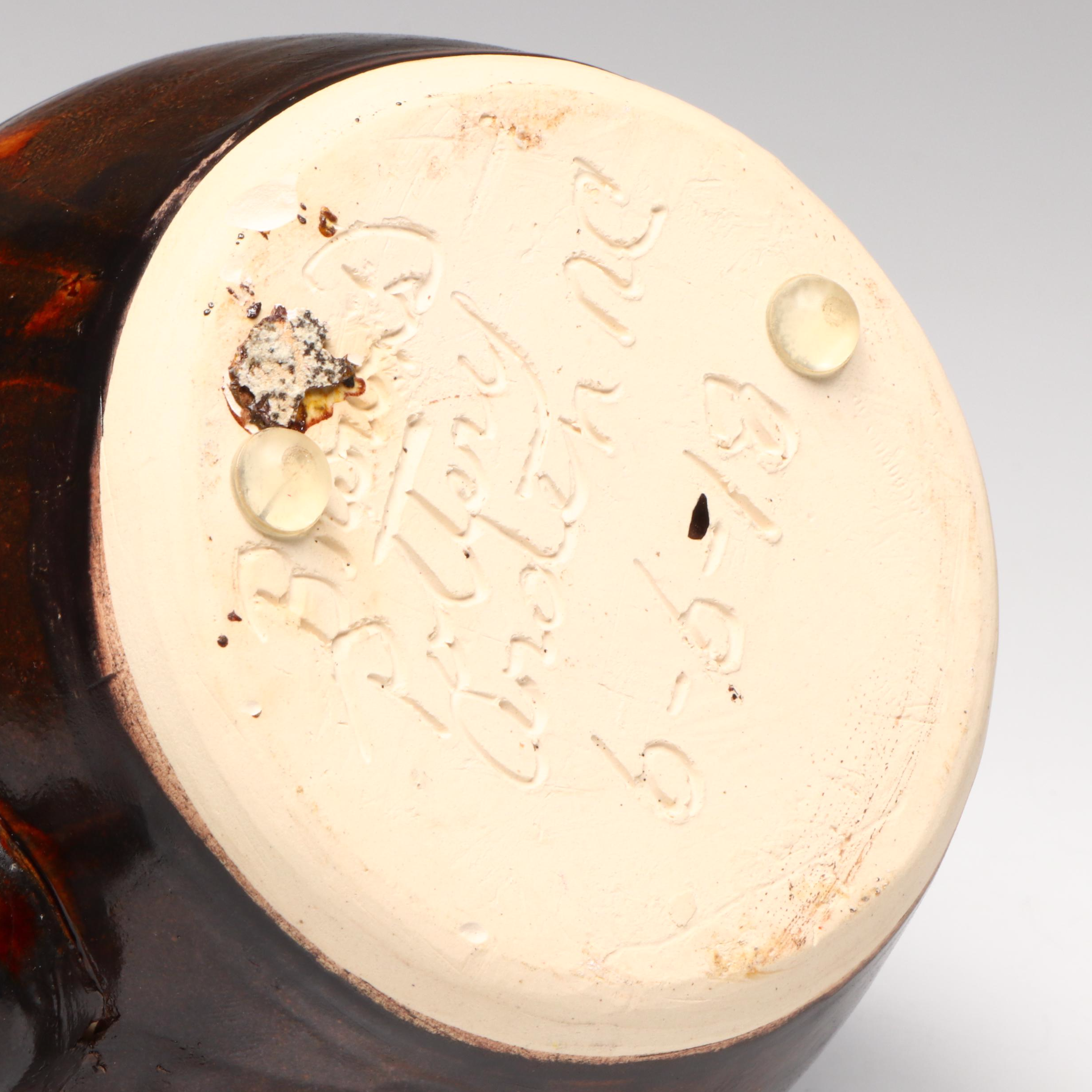 Artist Signed Ceramic Figural Jug, 2018