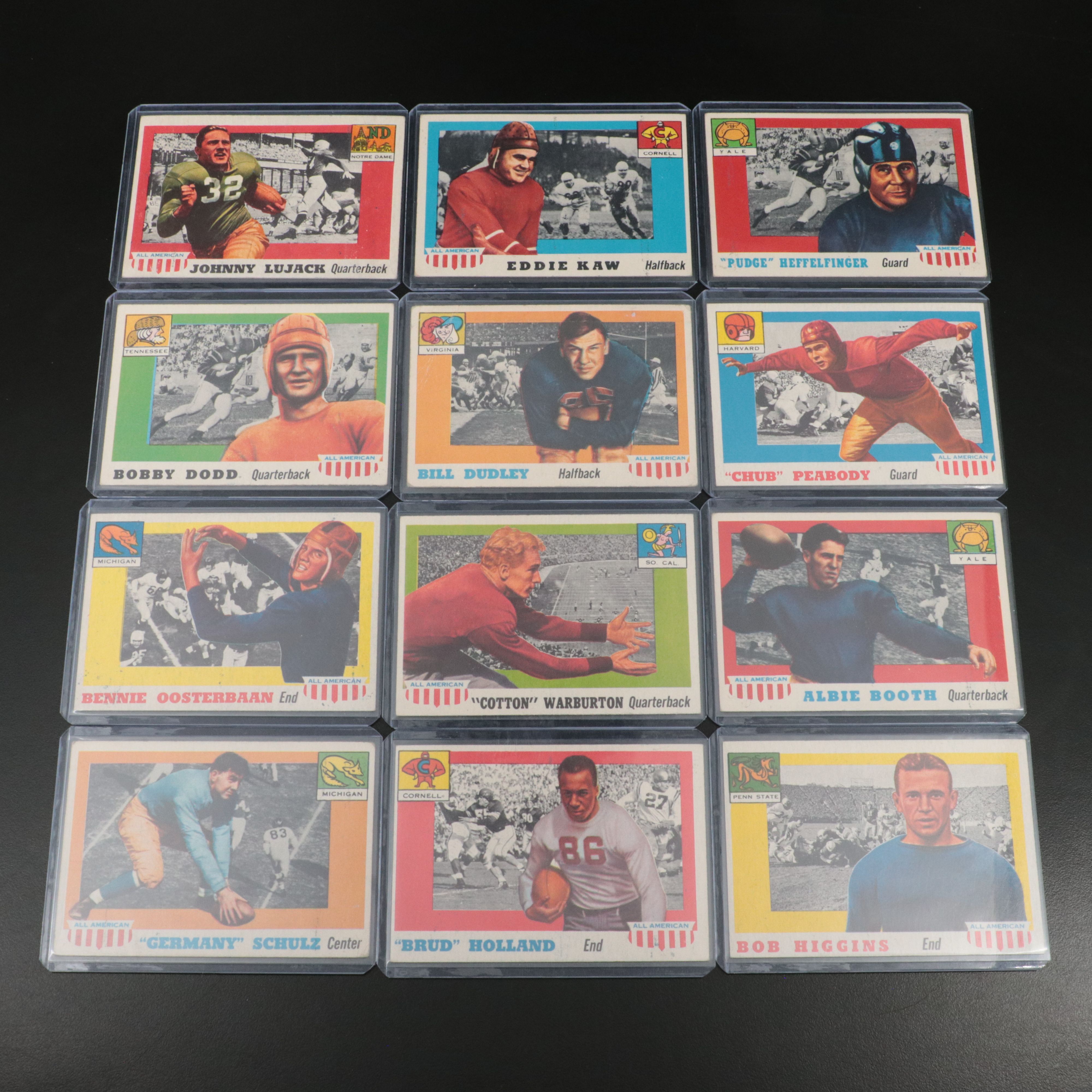 1955 Topps All-American Football Cards Featuring Niles Kinnick & Herman Hickman