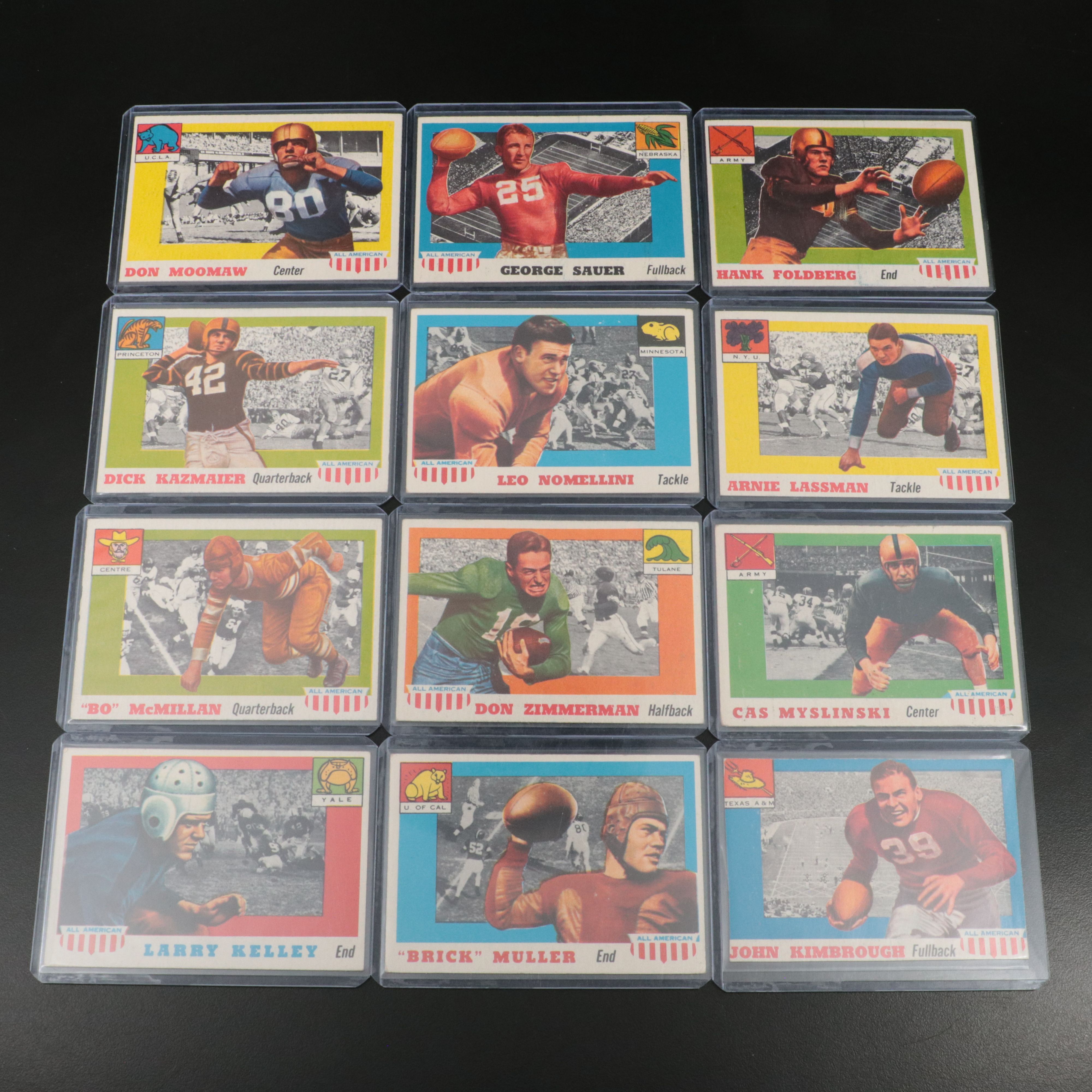 1955 Topps All-American Football Cards Featuring Niles Kinnick & Herman Hickman