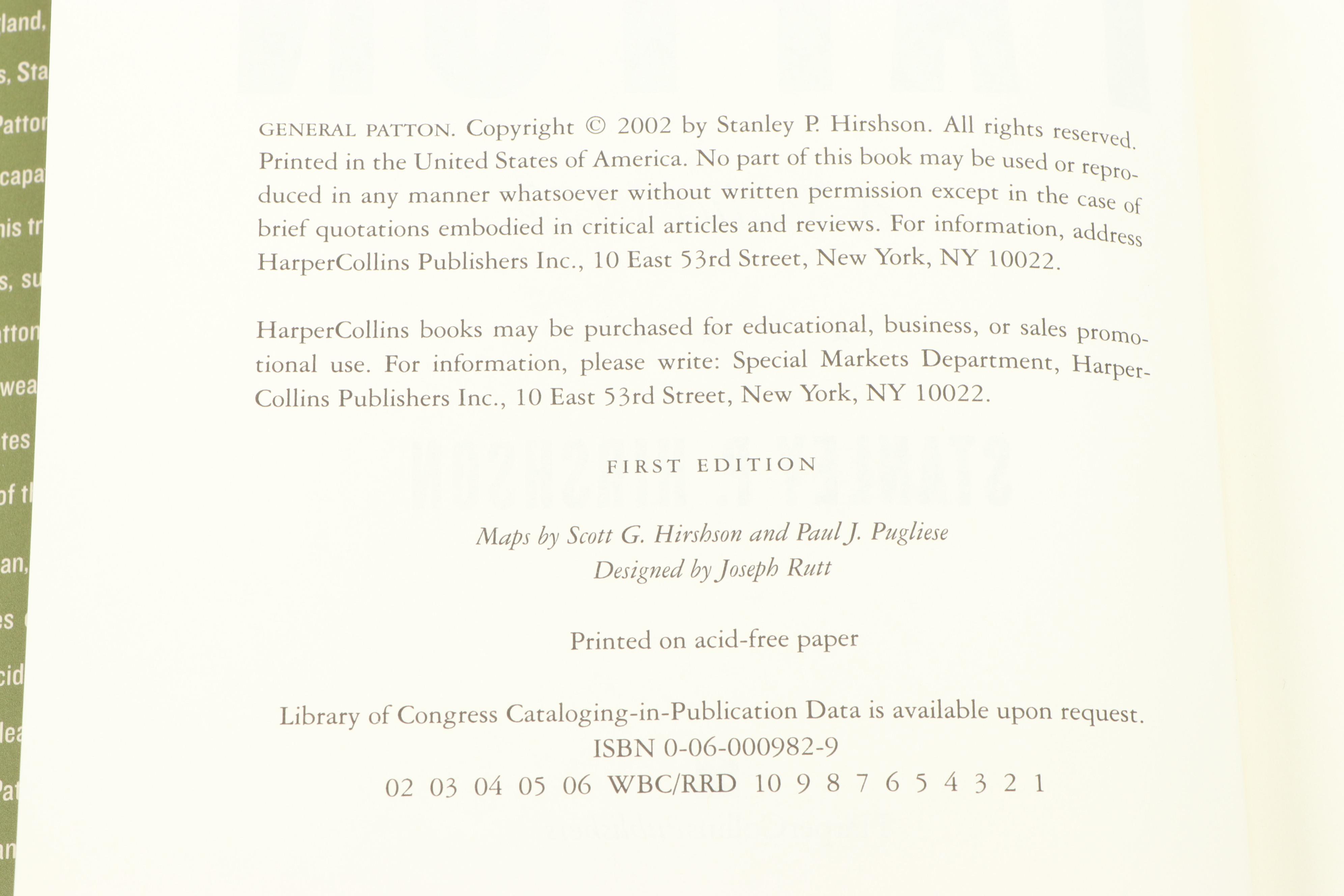 "General Patton" First Edition by Stanley P. Hirshson with More WWII Books