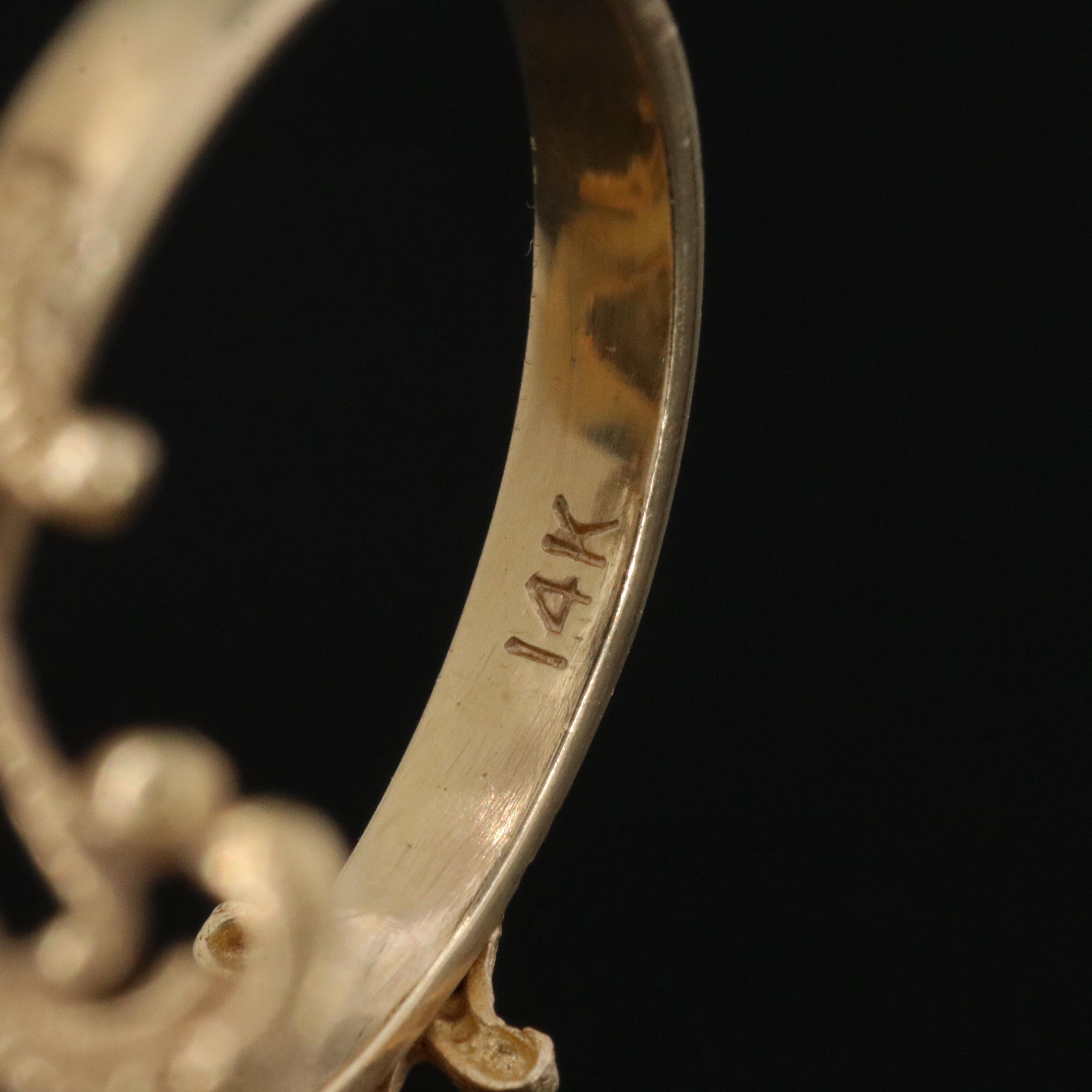 Vintage 14K Citrine and Seed Pearl Ring