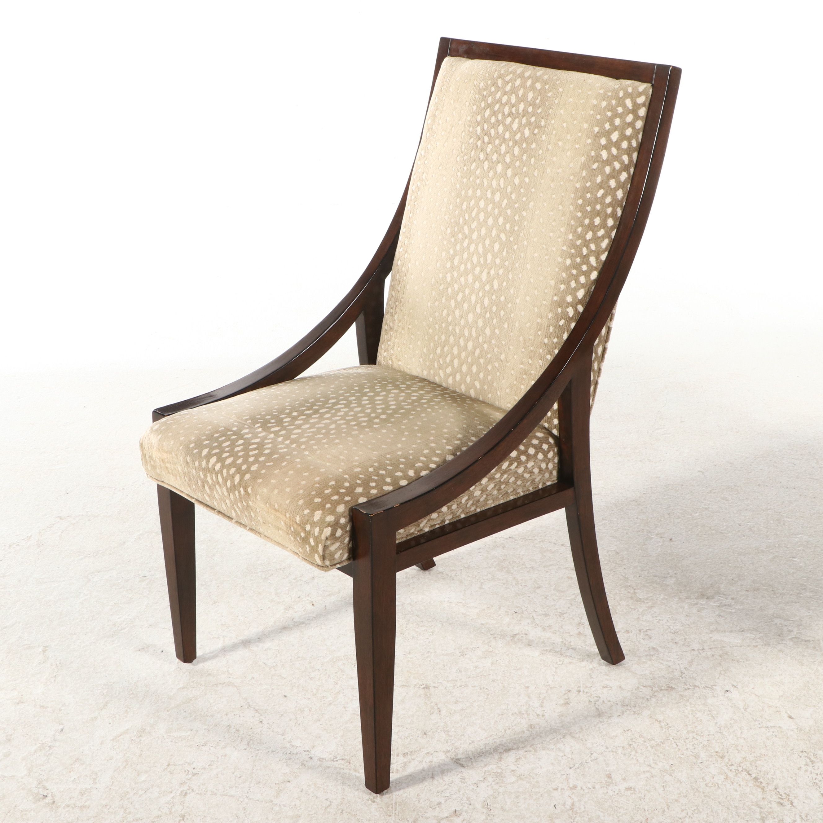 Pair of Contemporary Fabric Upholstered Wood Side Chairs