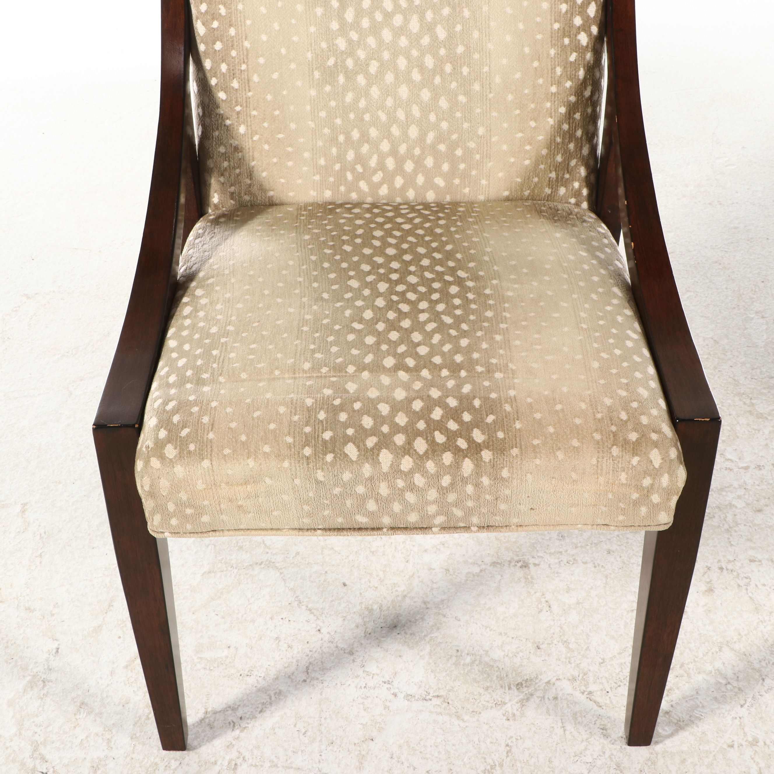 Pair of Contemporary Fabric Upholstered Wood Side Chairs