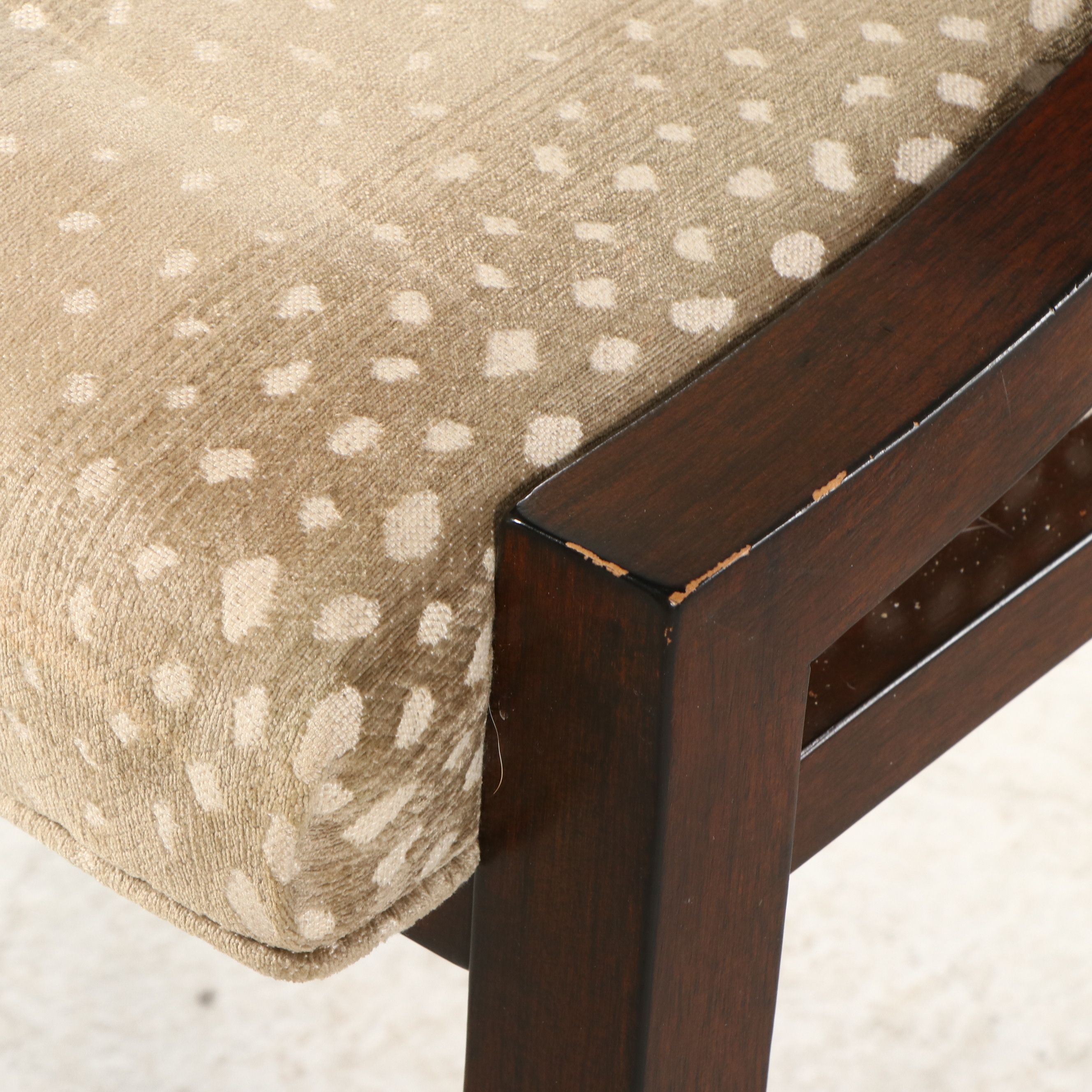 Pair of Contemporary Fabric Upholstered Wood Side Chairs