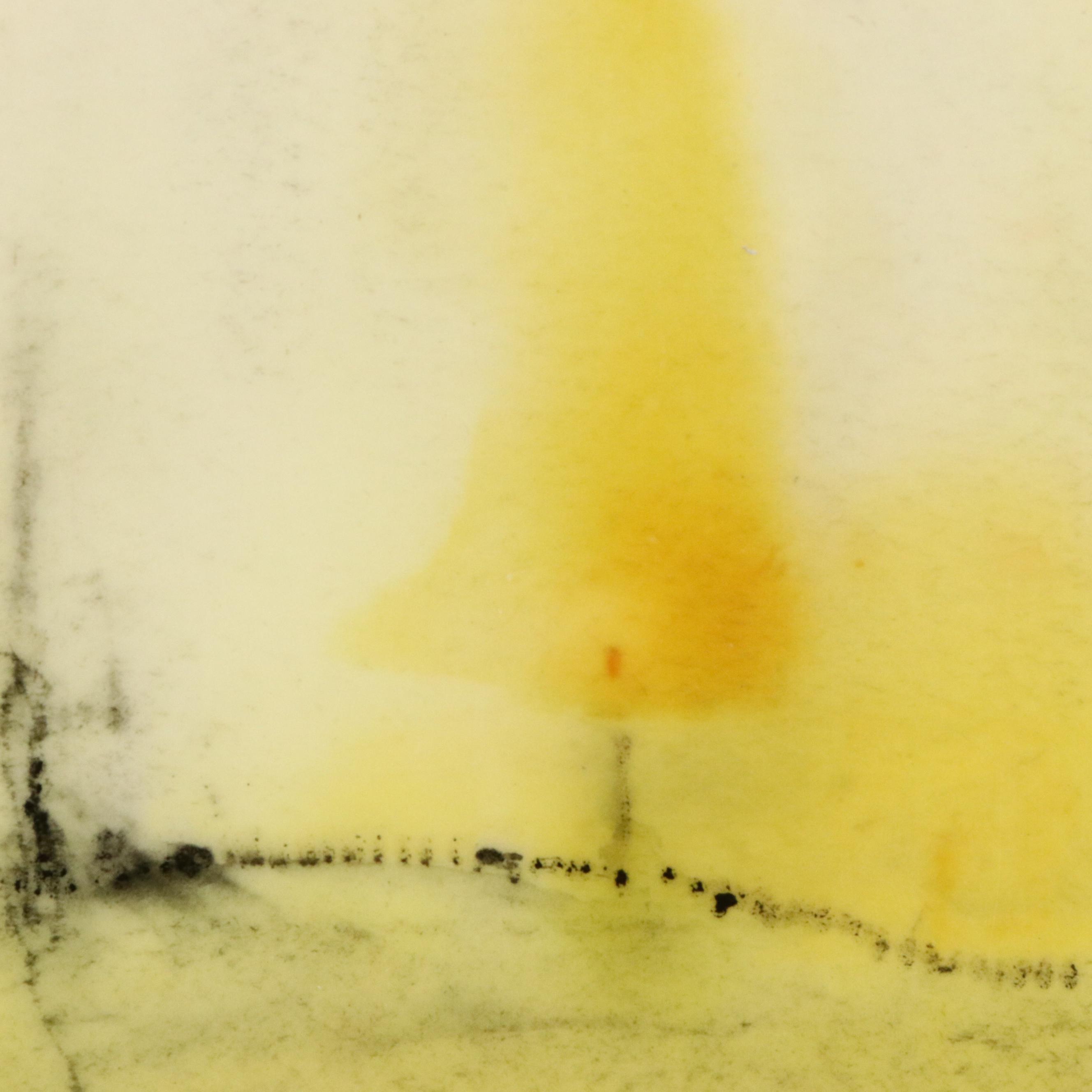 Watercolor Painting of Yellow Abstracted Landscape, Late 20th Century