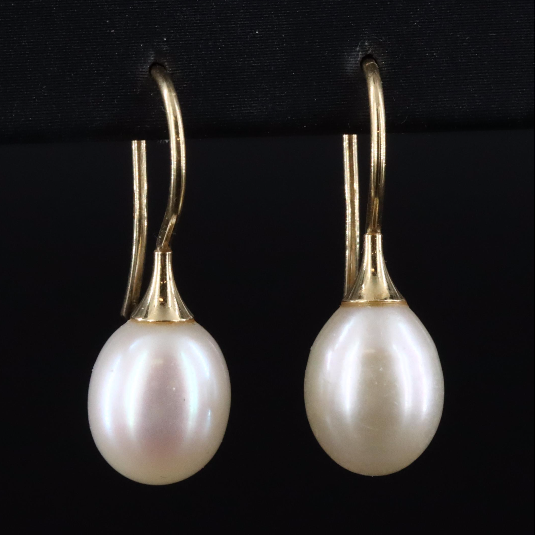 14K Pearl Drop Earrings