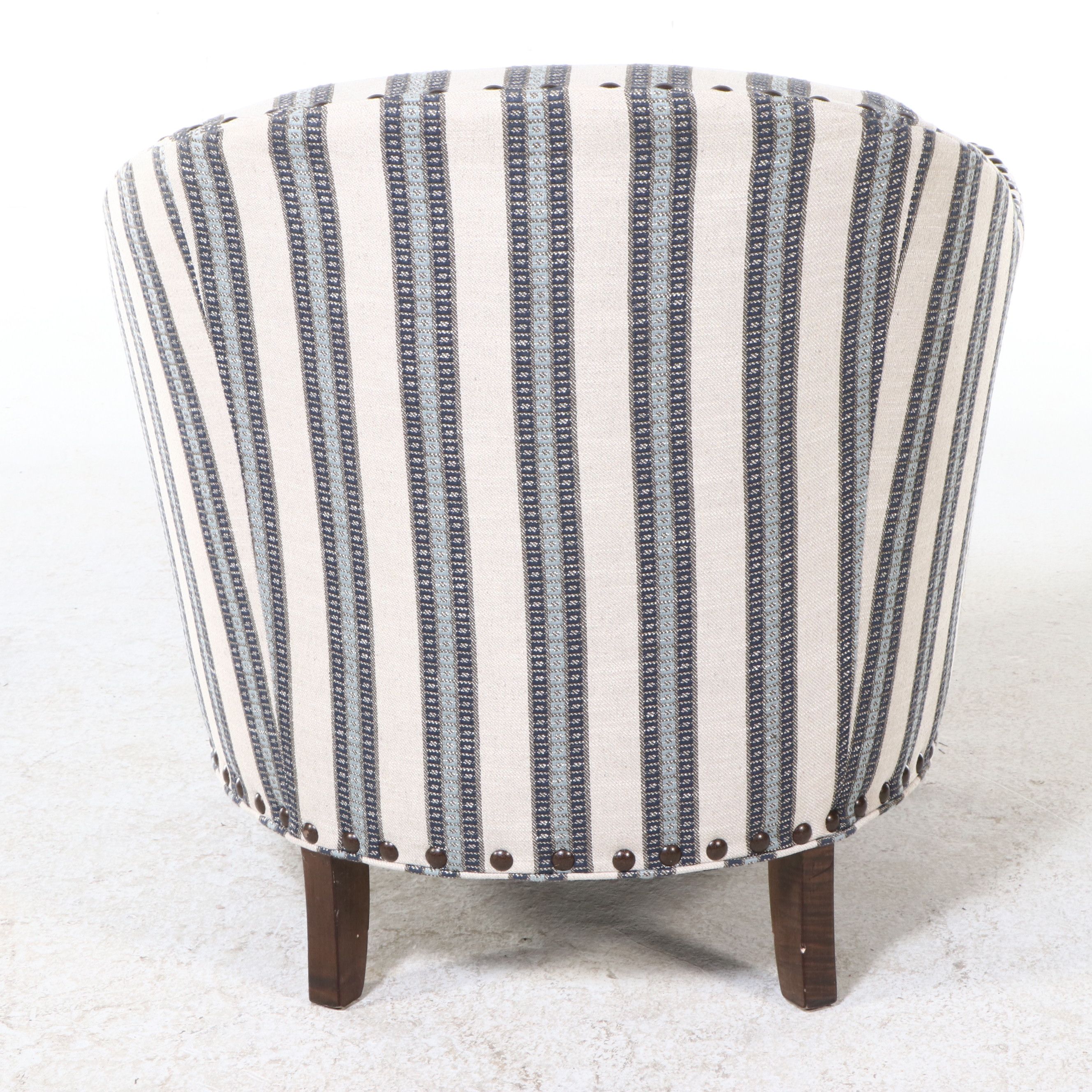 Fairfield Chair Company Contemporary Striped Upholstered Armchair and Ottoman