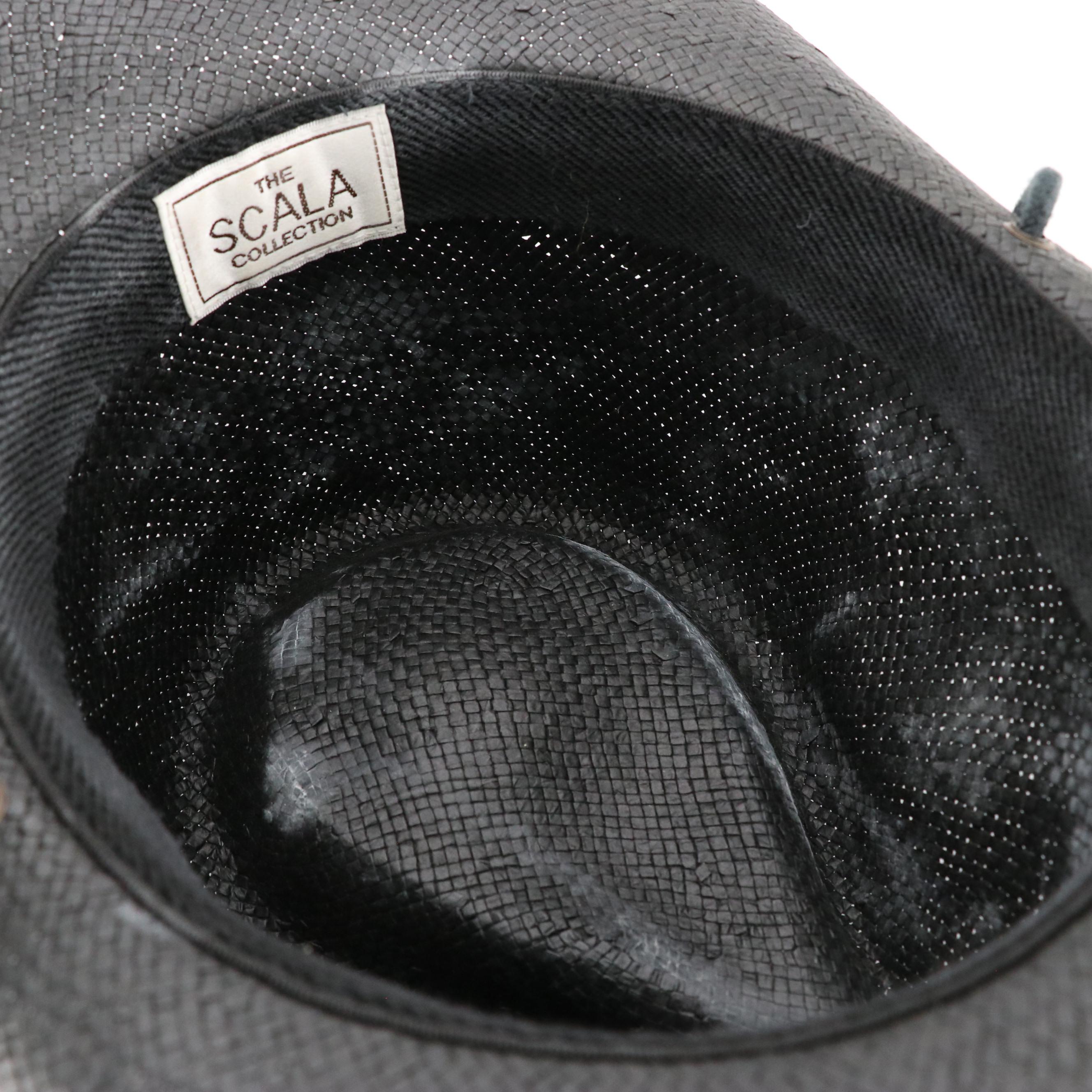 The Scala Collection Black Woven Hat & Black Felted Wool Texas Hat with Hatbands
