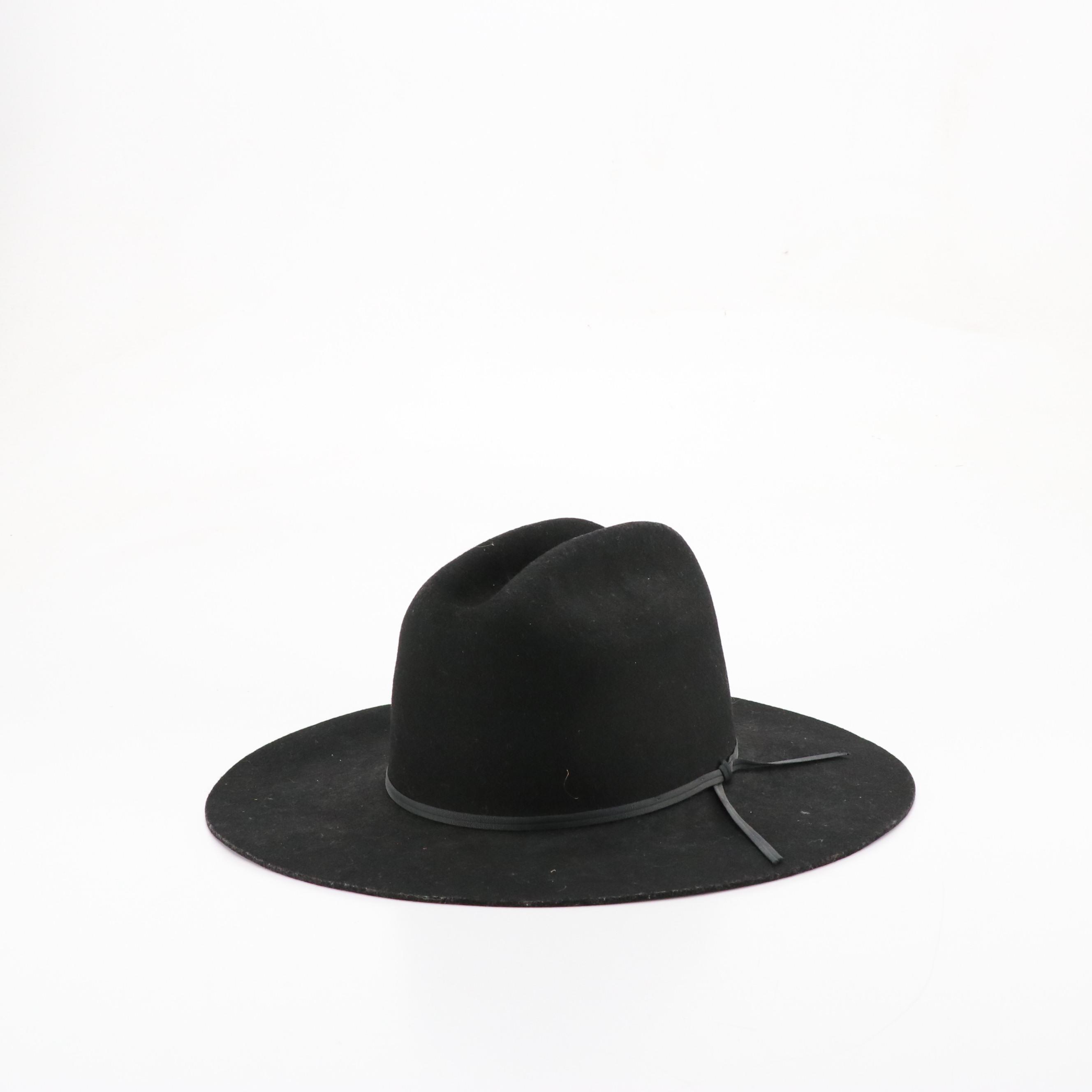 The Scala Collection Black Woven Hat & Black Felted Wool Texas Hat with Hatbands