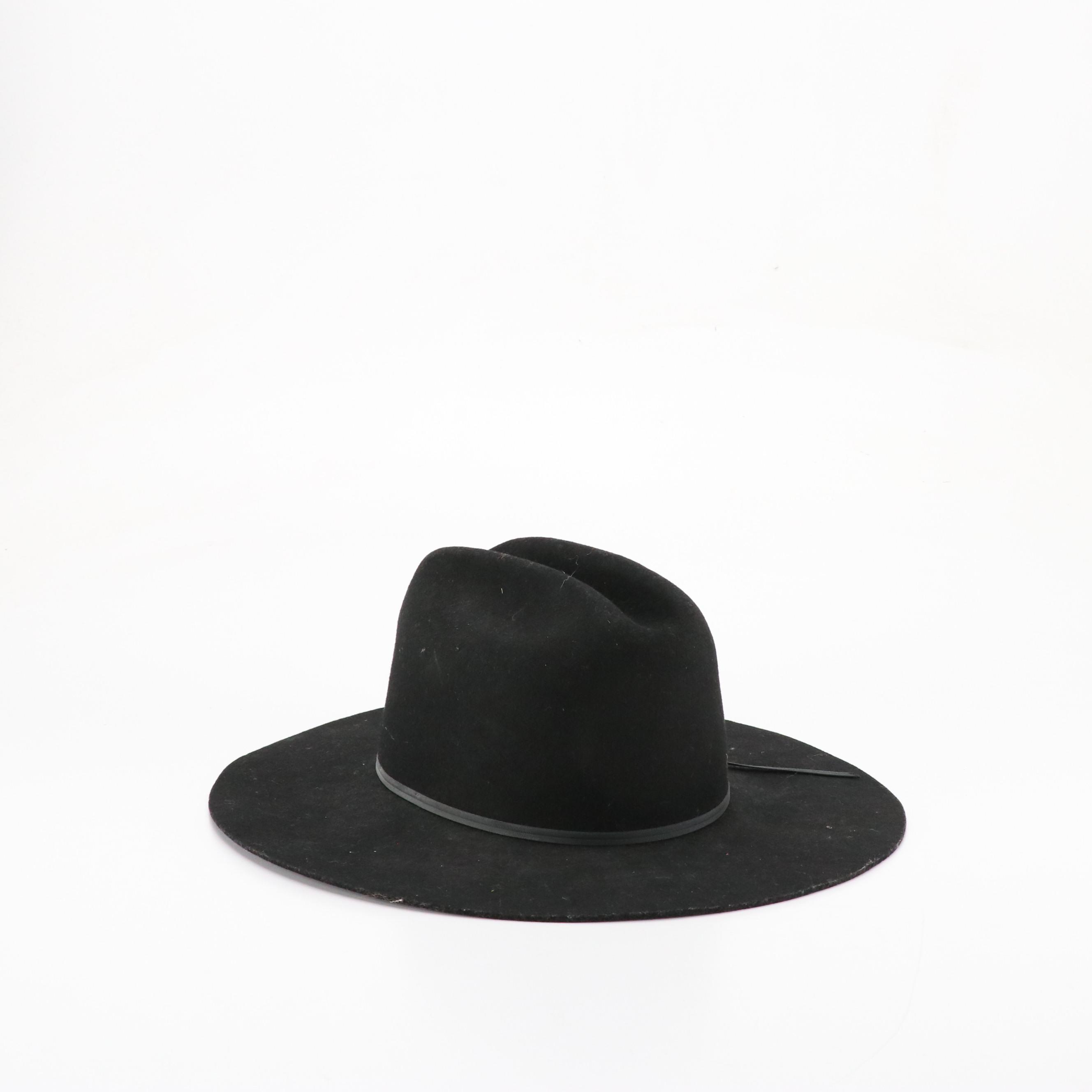 The Scala Collection Black Woven Hat & Black Felted Wool Texas Hat with Hatbands