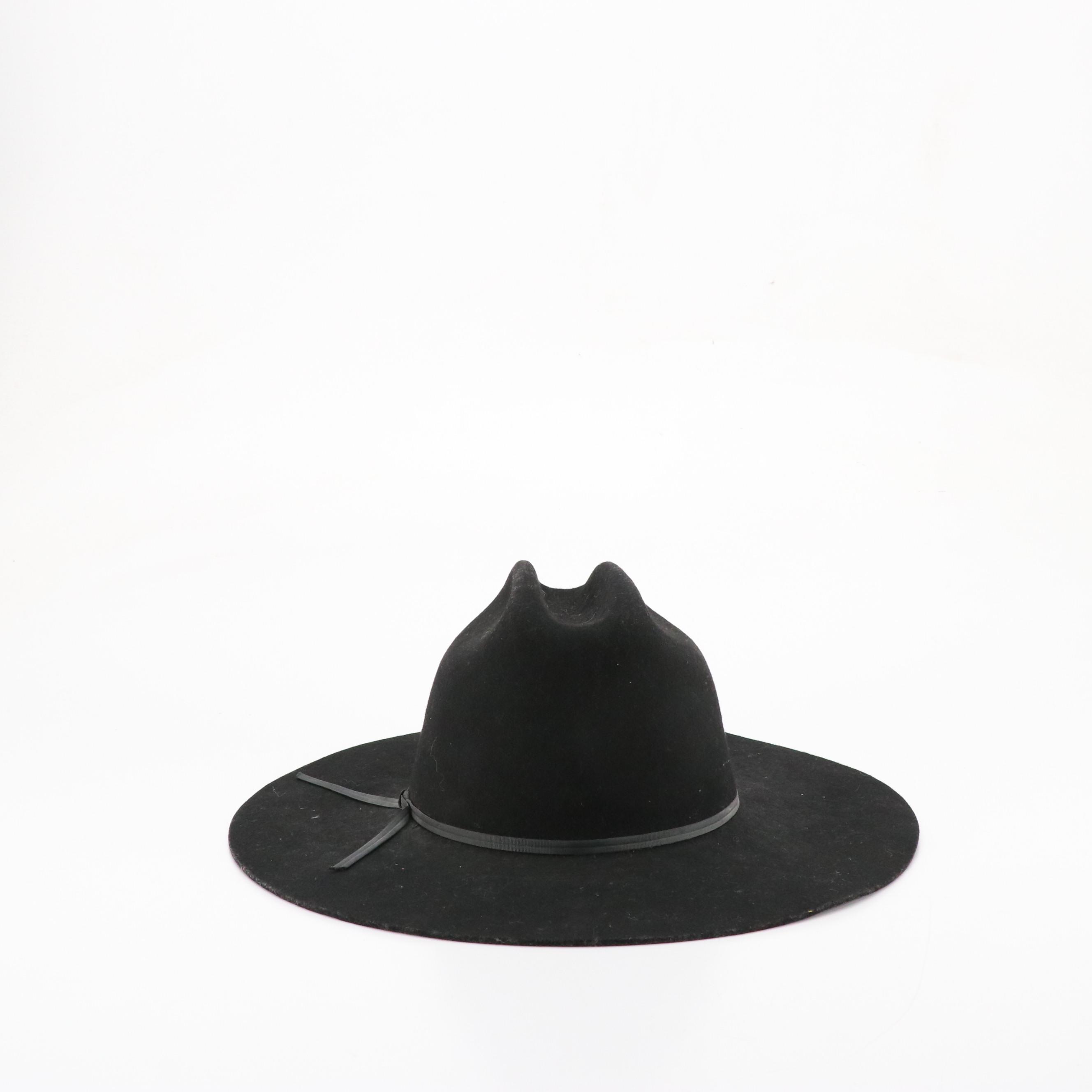 The Scala Collection Black Woven Hat & Black Felted Wool Texas Hat with Hatbands