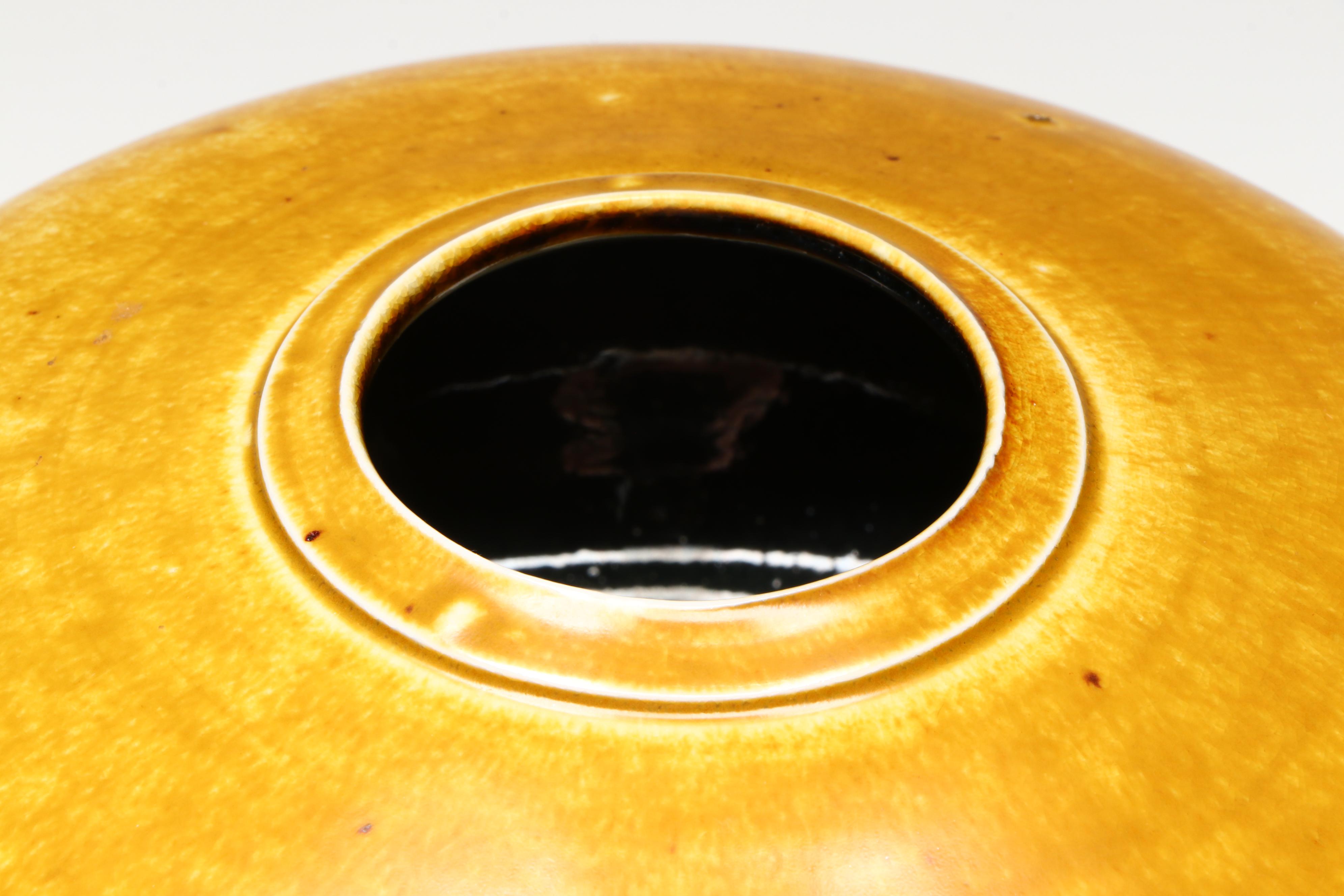 Hand Thrown Studio Art Pottery Mustard Gradient Vases