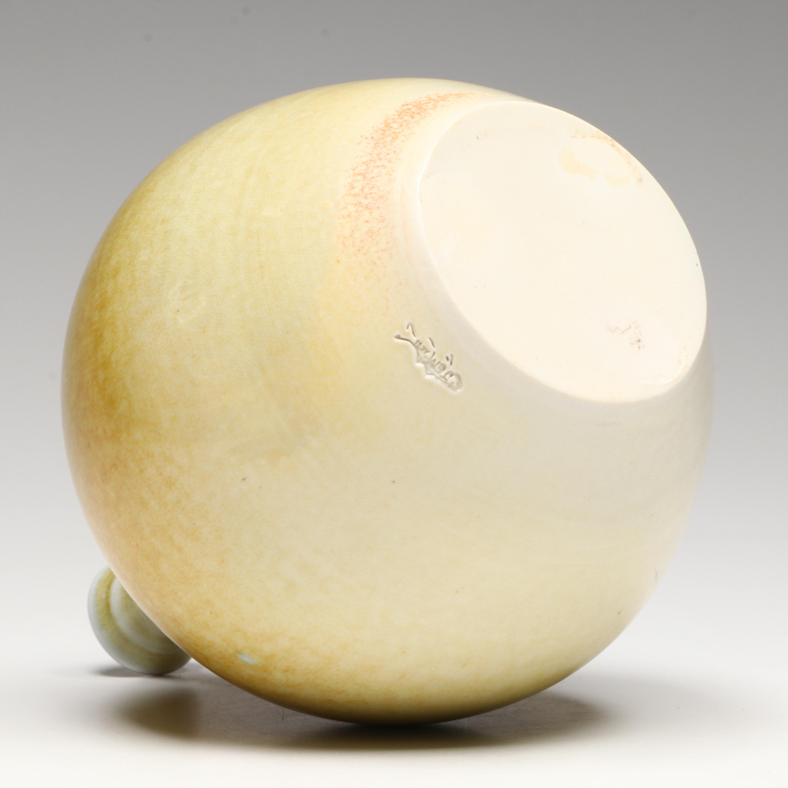 Hand Thrown Studio Art Pottery Mustard Gradient Vases