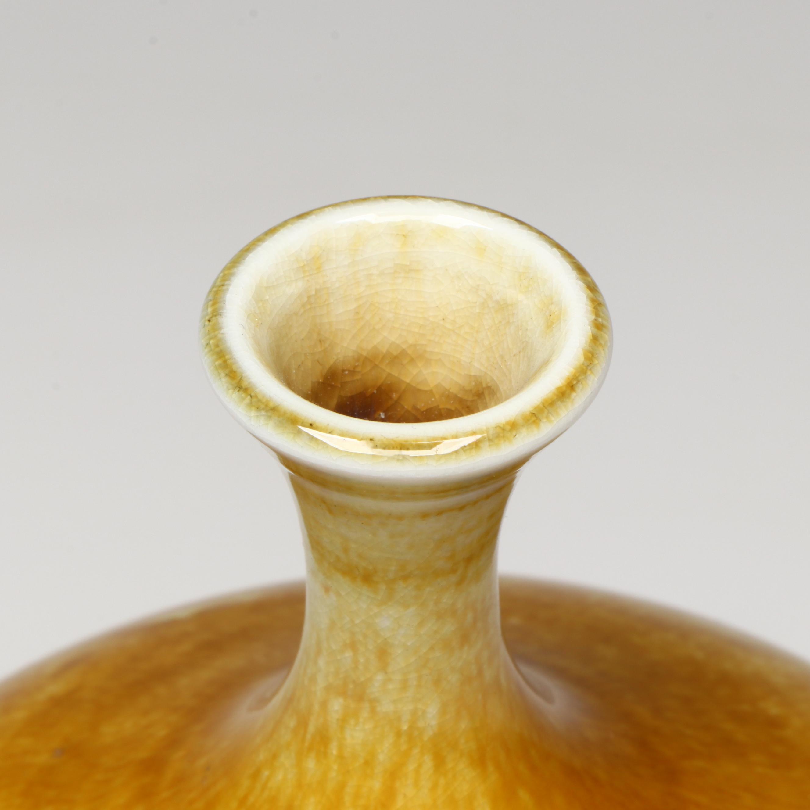 Hand Thrown Studio Art Pottery Mustard Gradient Vases