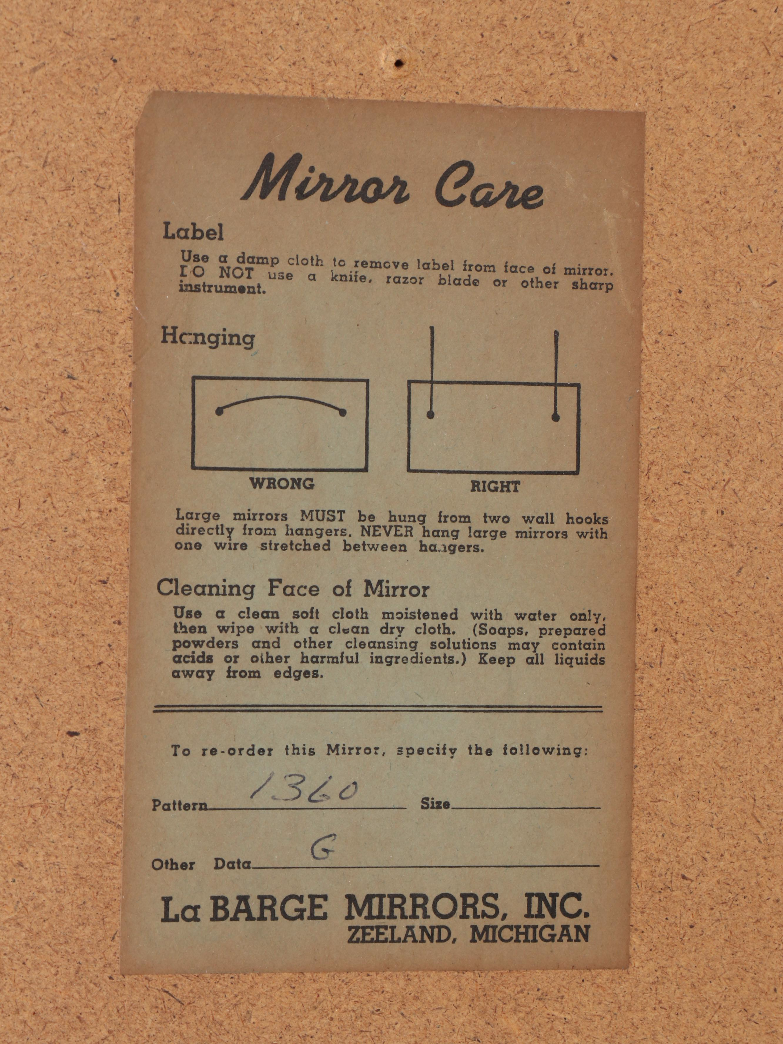 La Barge Hollywood Regency Style Gold Finished Wall Mirror, Vintage