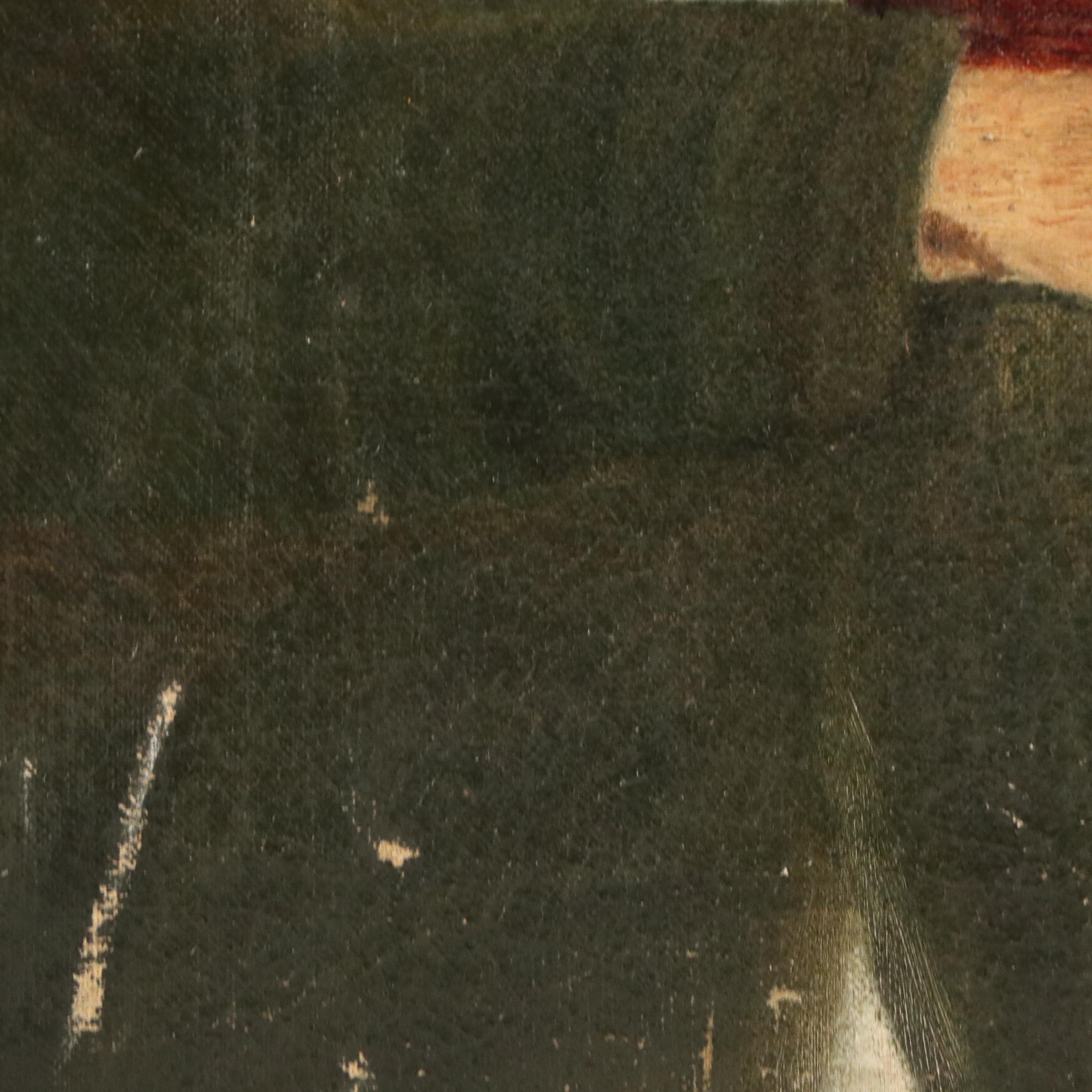 Oil Painting of Elderly Man Playing Violin, Early 20th Century