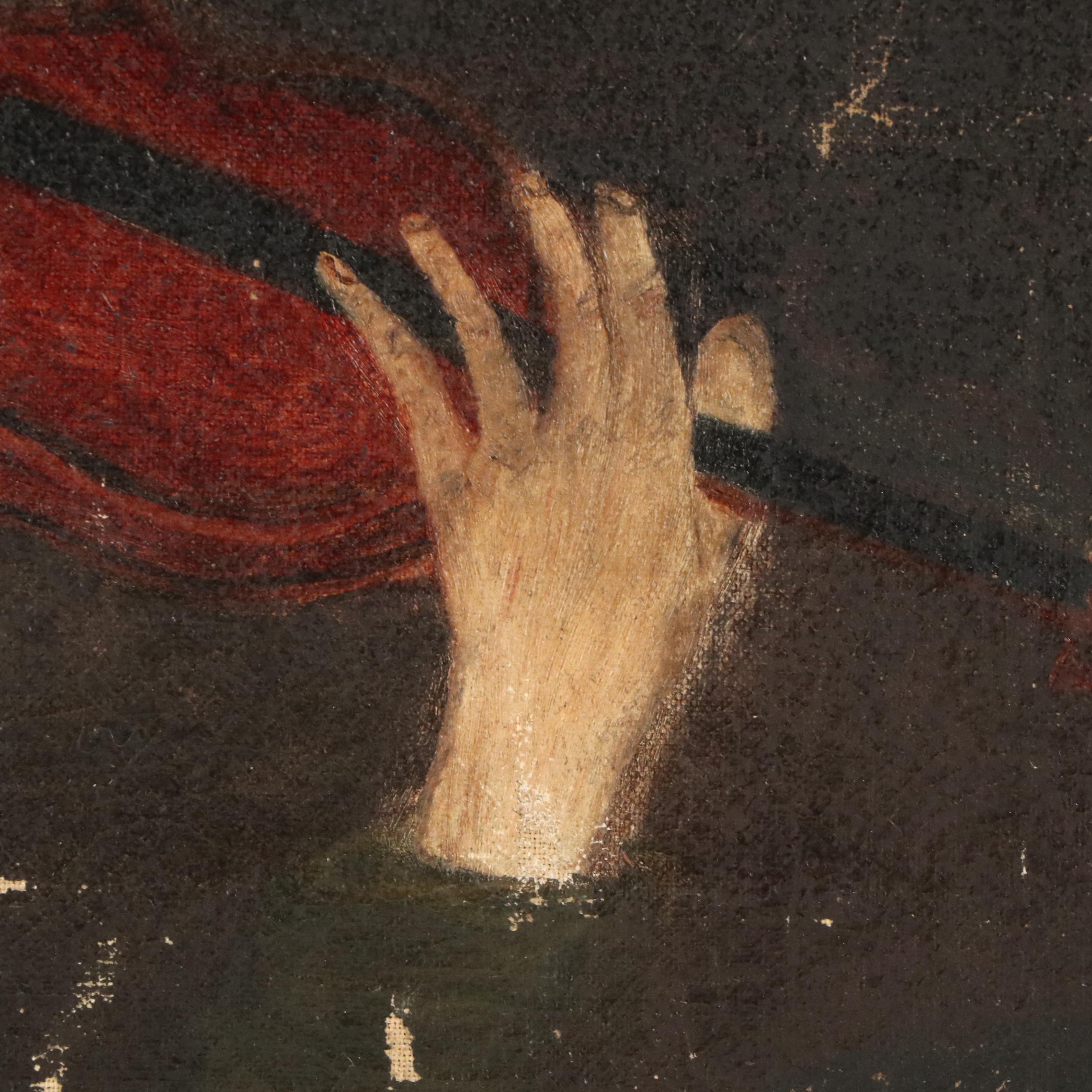 Oil Painting of Elderly Man Playing Violin, Early 20th Century