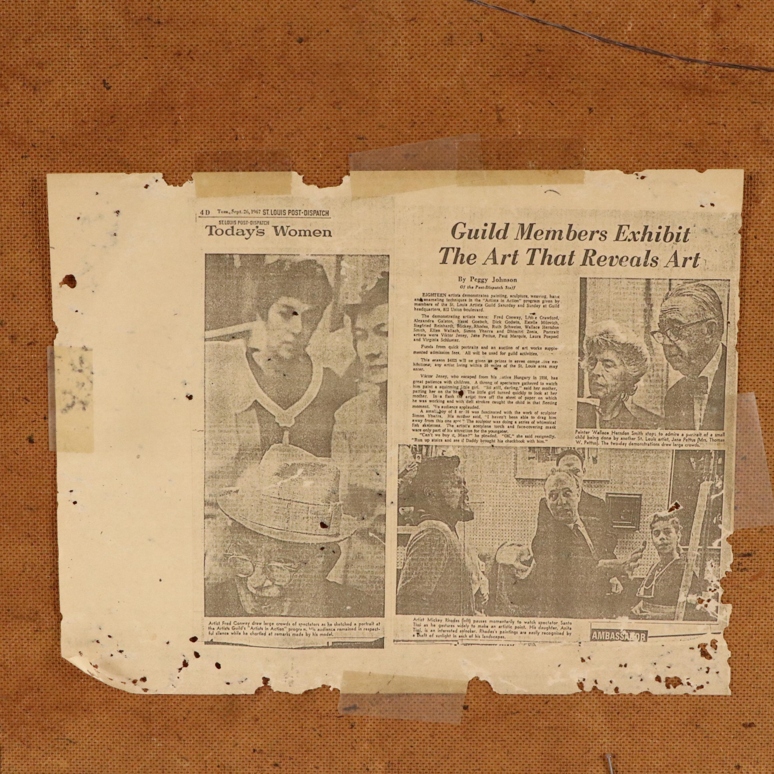 Mickey Rhodes Oil Painting of Muted Modern Landscape, 1967