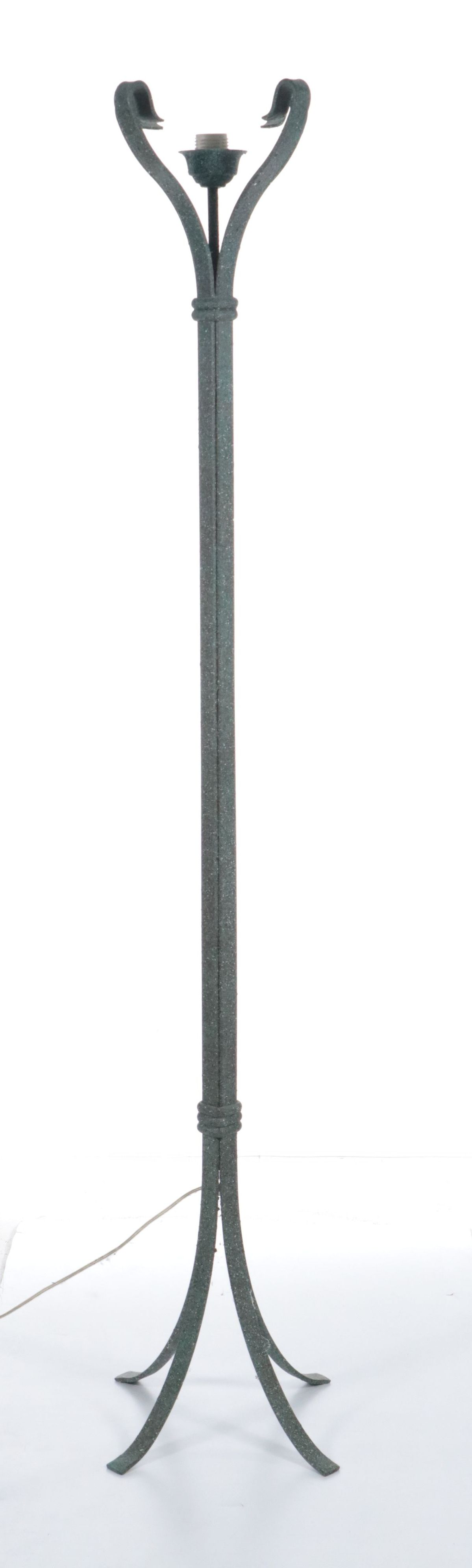 Wrought Iron Torchère Floor Lamp with Frosted Glass Shade