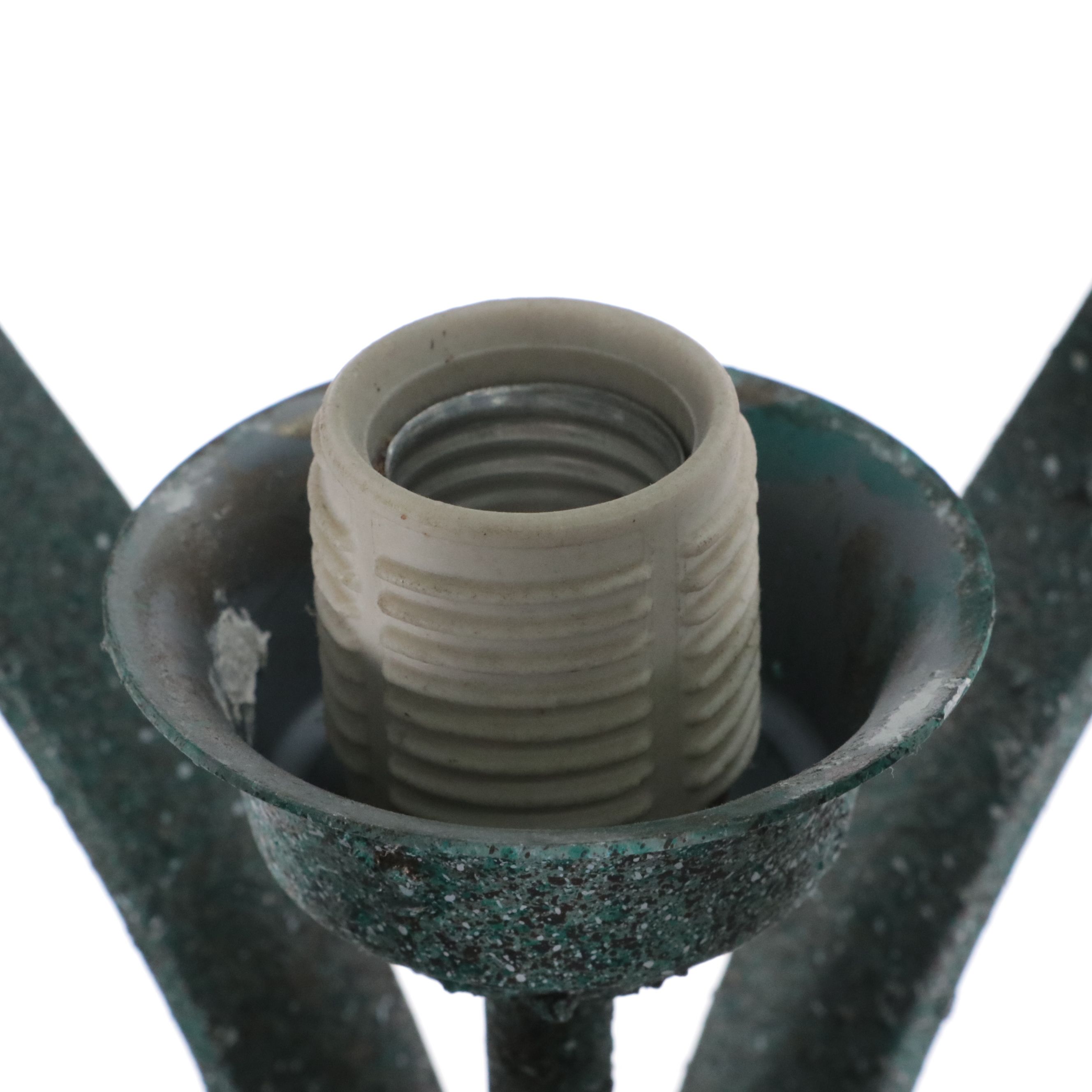 Wrought Iron Torchère Floor Lamp with Frosted Glass Shade