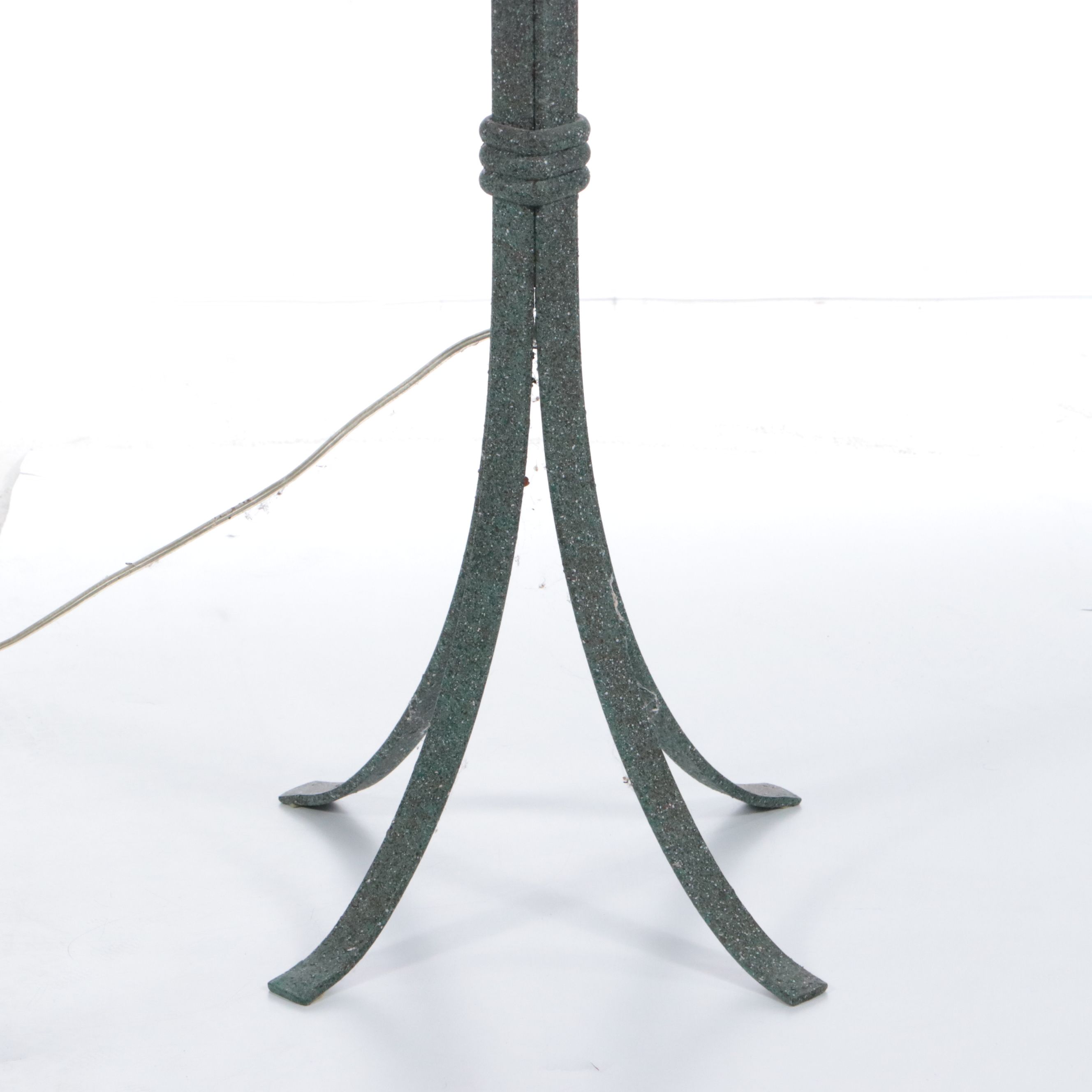 Wrought Iron Torchère Floor Lamp with Frosted Glass Shade