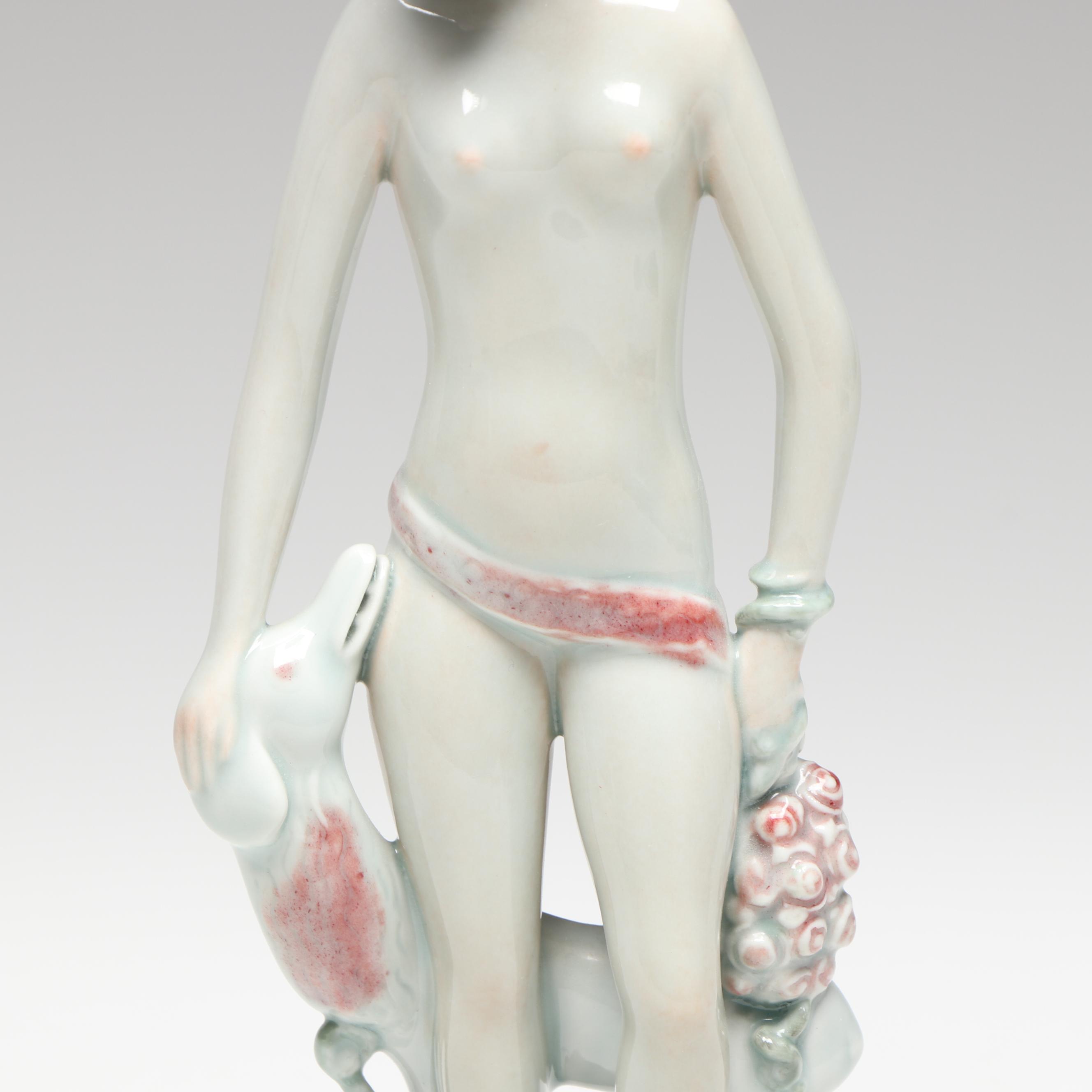 Georg Thylstrup for Royal Copenhagen Porcelain Woman and Dog Figurine