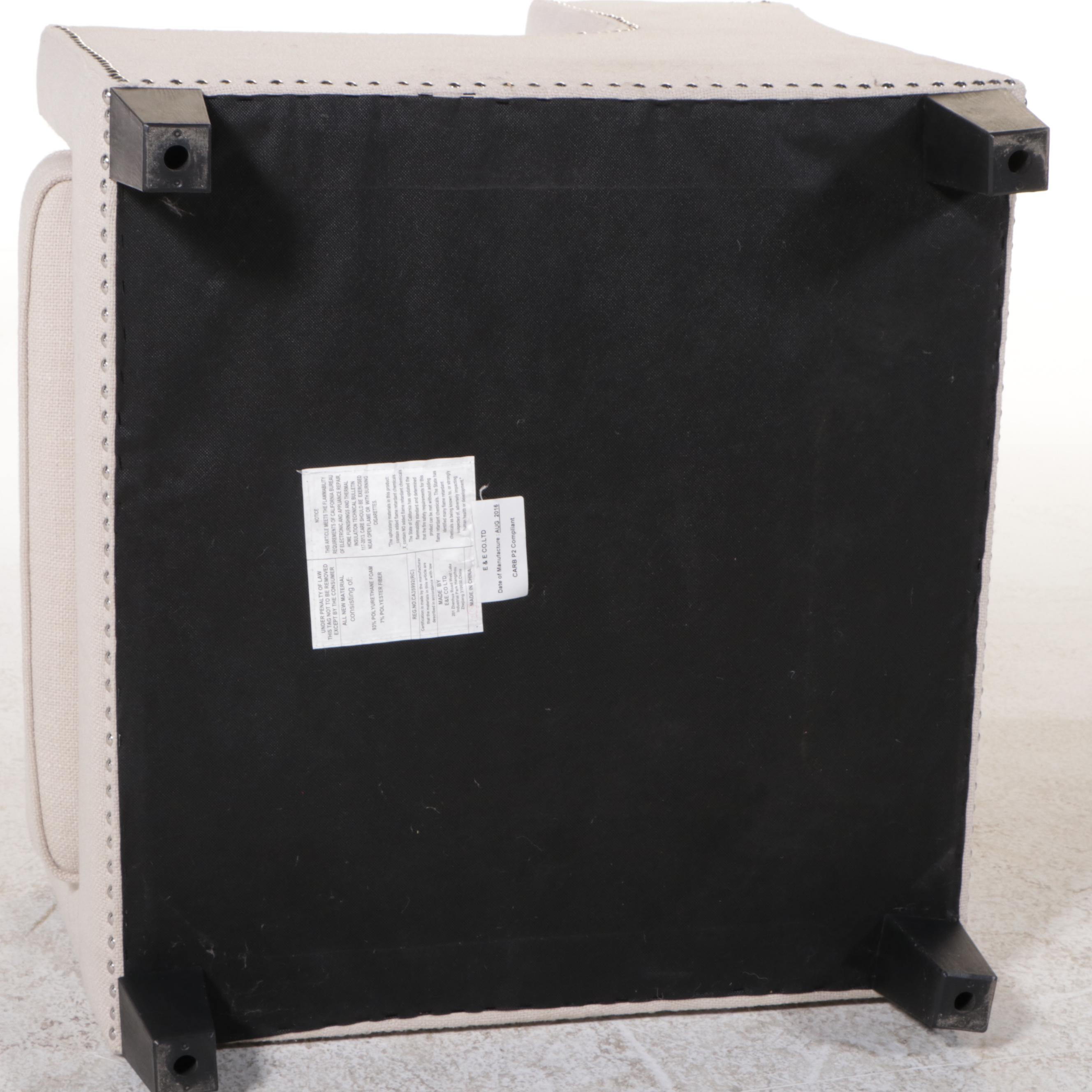 Contemporary Upholstered Wingback Chair with Nailhead Trim