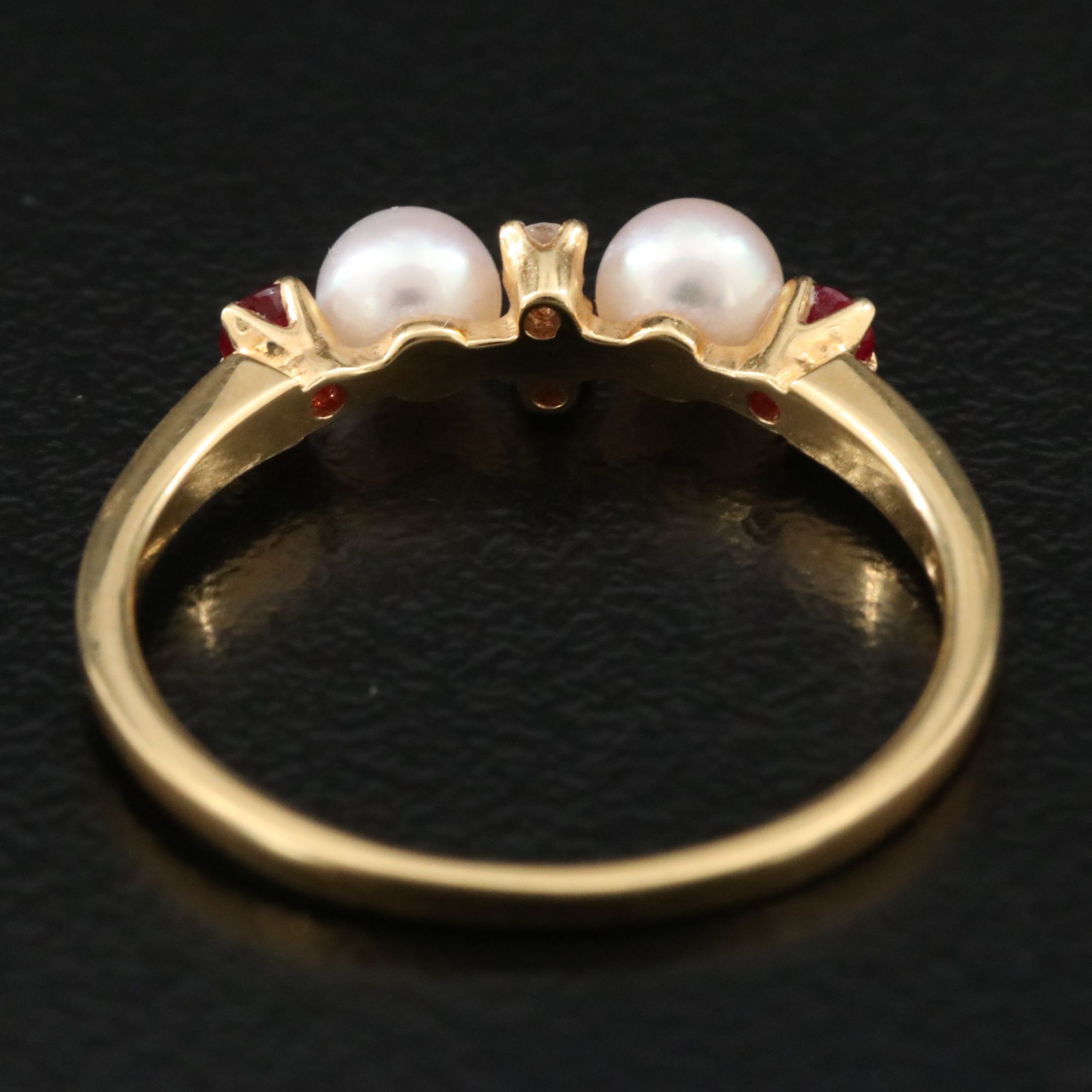 Mikimoto 18K Pearl, Ruby and Diamond Stackable Ring