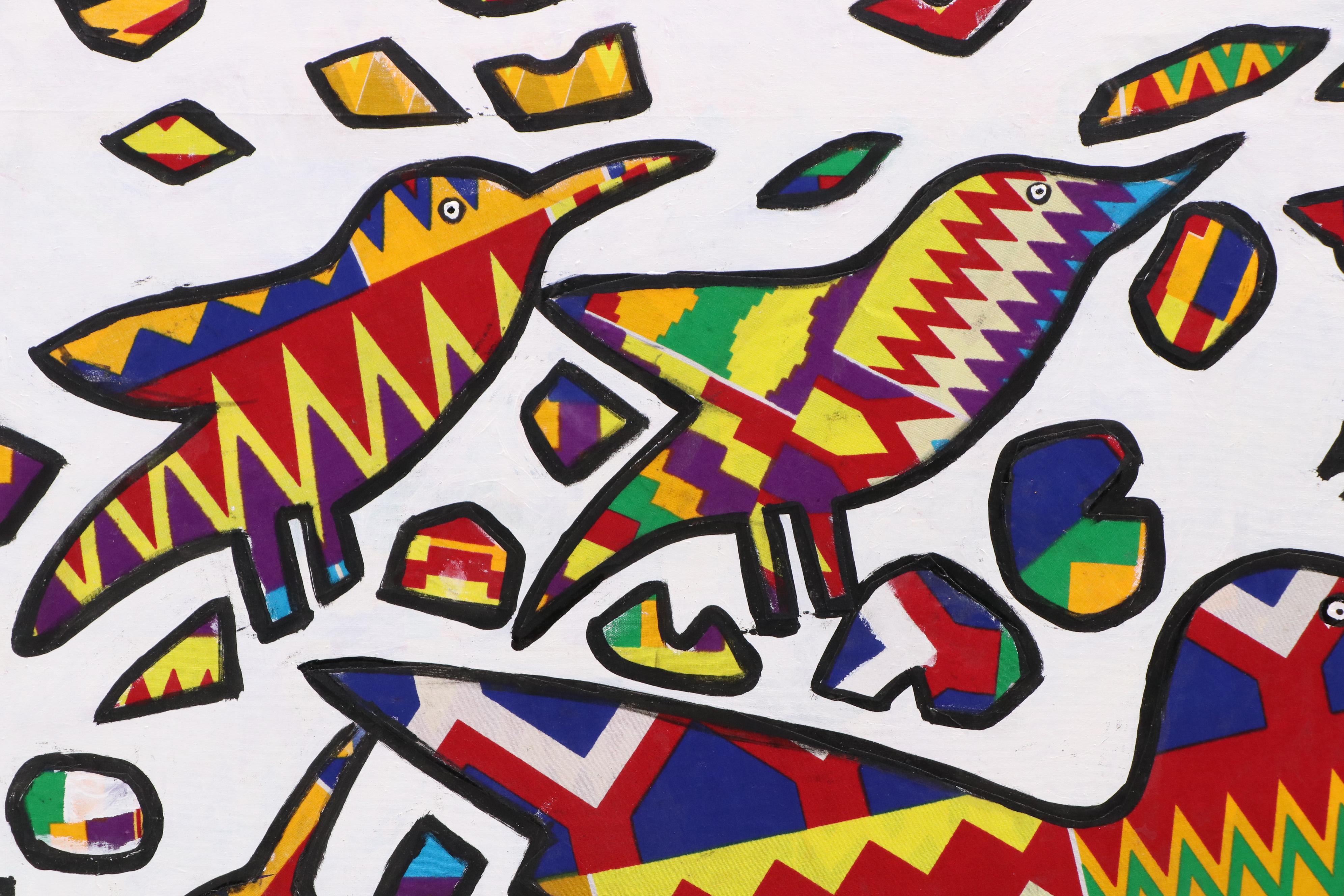 Lanre Buraimoh Mixed Media Collage "Birds Kingdom II," 2025
