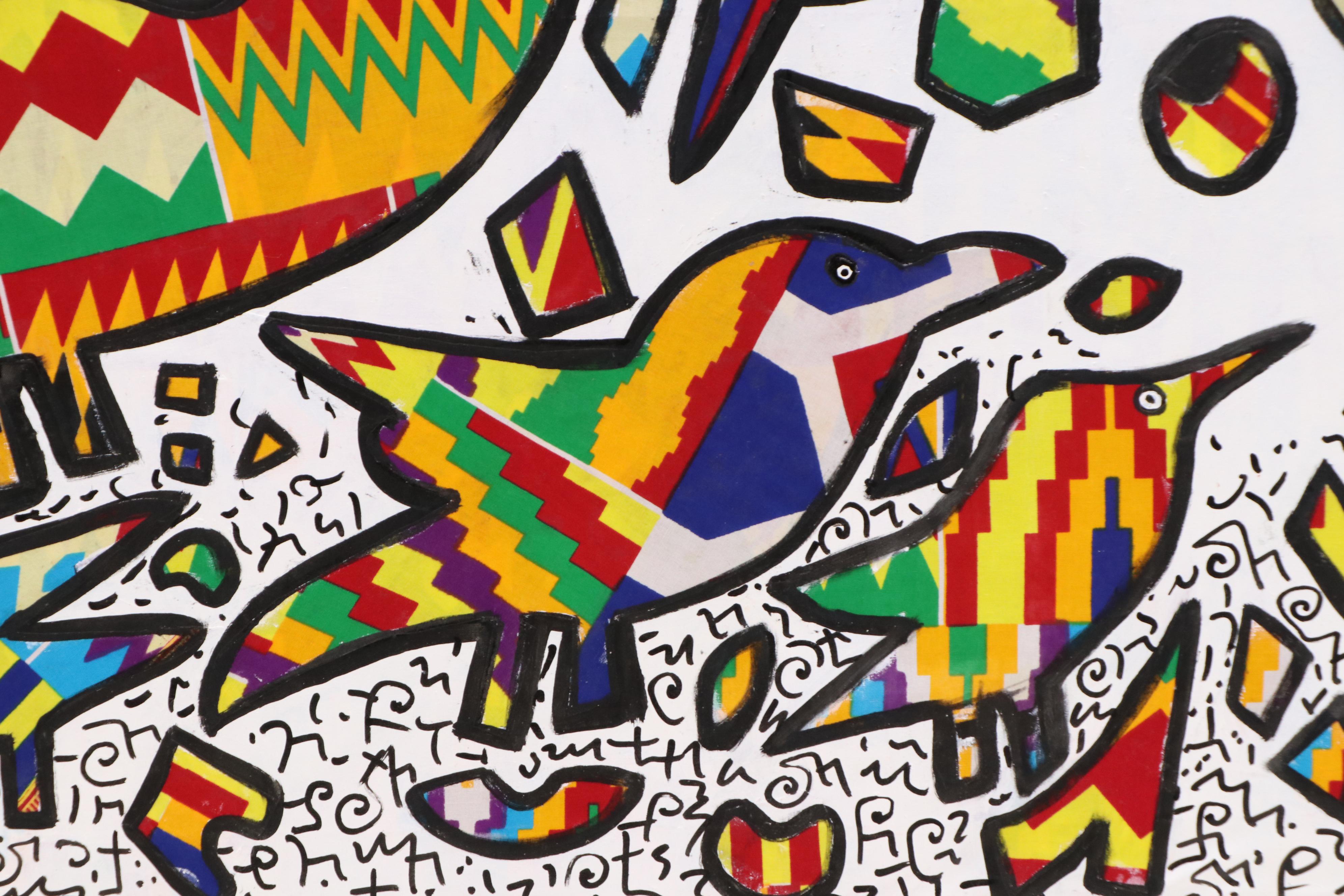 Lanre Buraimoh Mixed Media Collage "Birds Kingdom II," 2025
