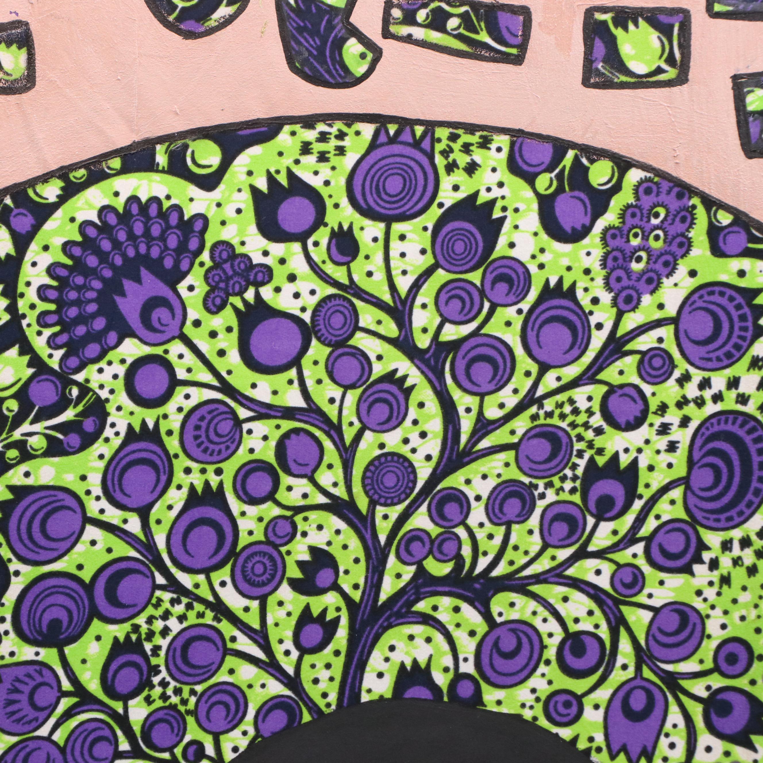 Lanre Buraimoh Mixed Media Collage "Hair Elegance," 2025