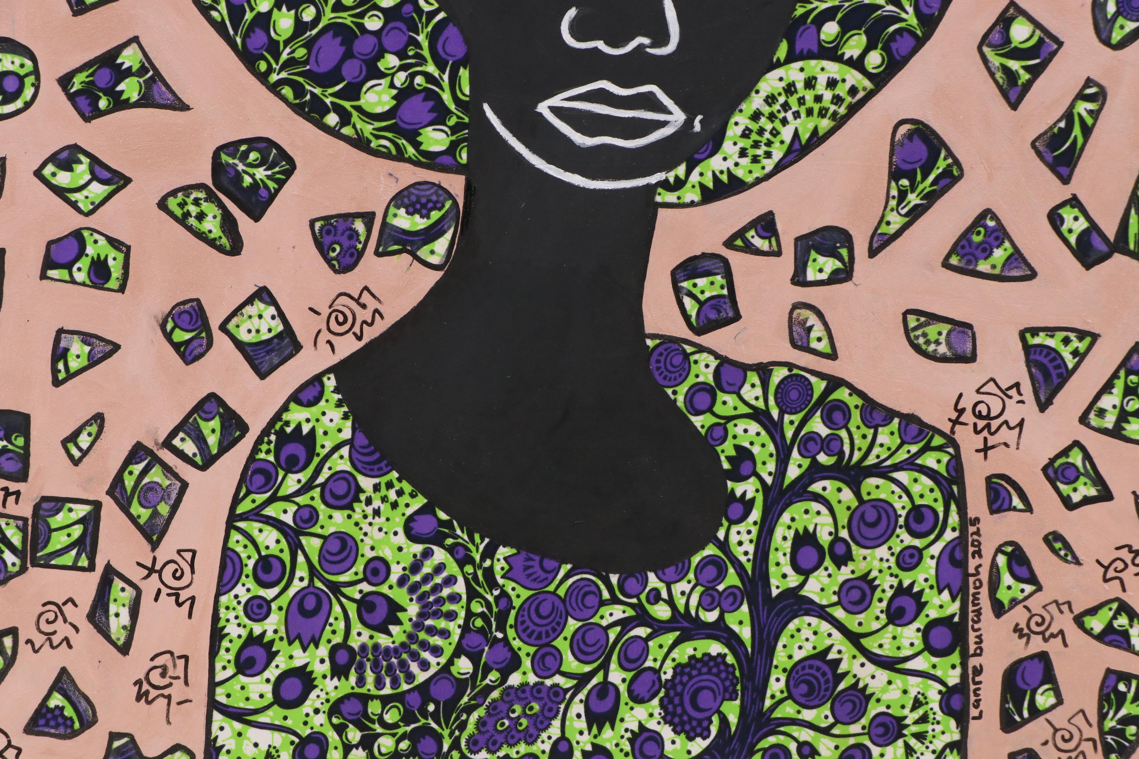 Lanre Buraimoh Mixed Media Collage "Hair Elegance," 2025