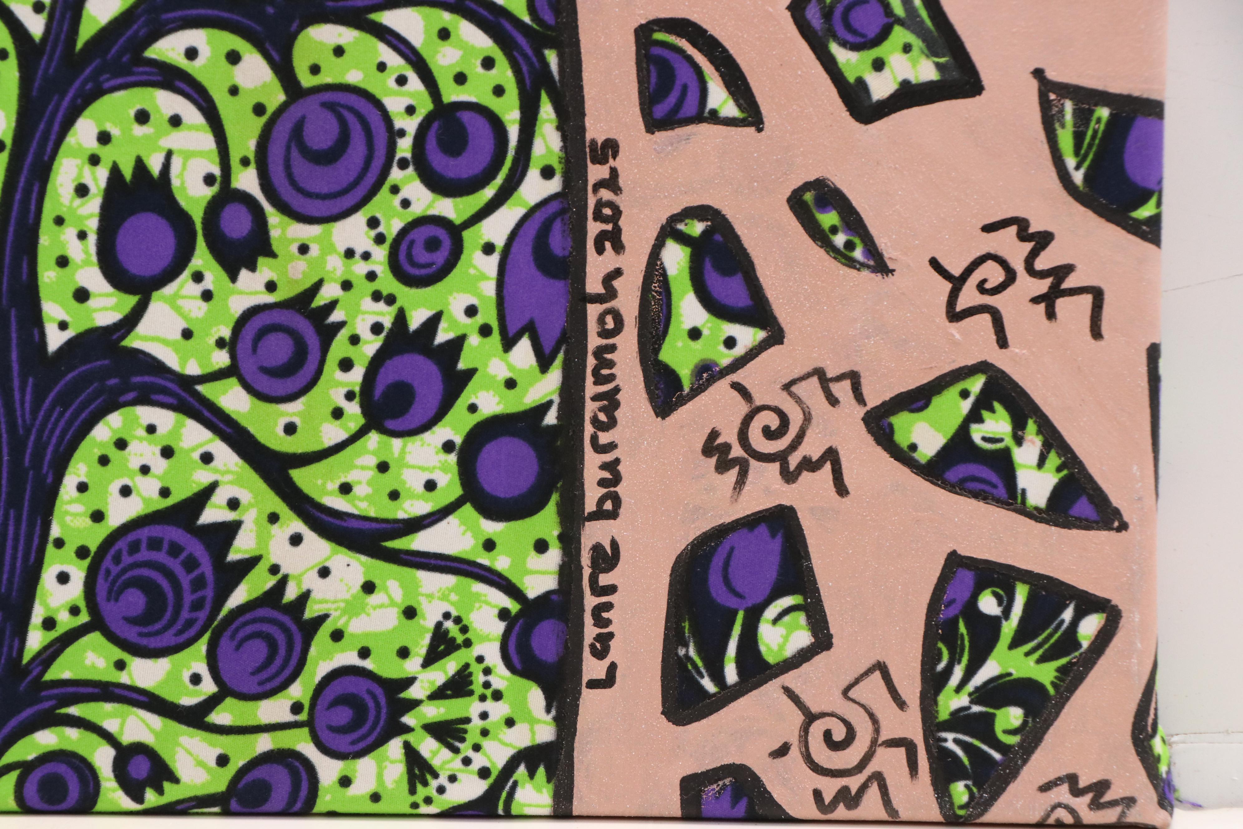 Lanre Buraimoh Mixed Media Collage "Hair Elegance," 2025