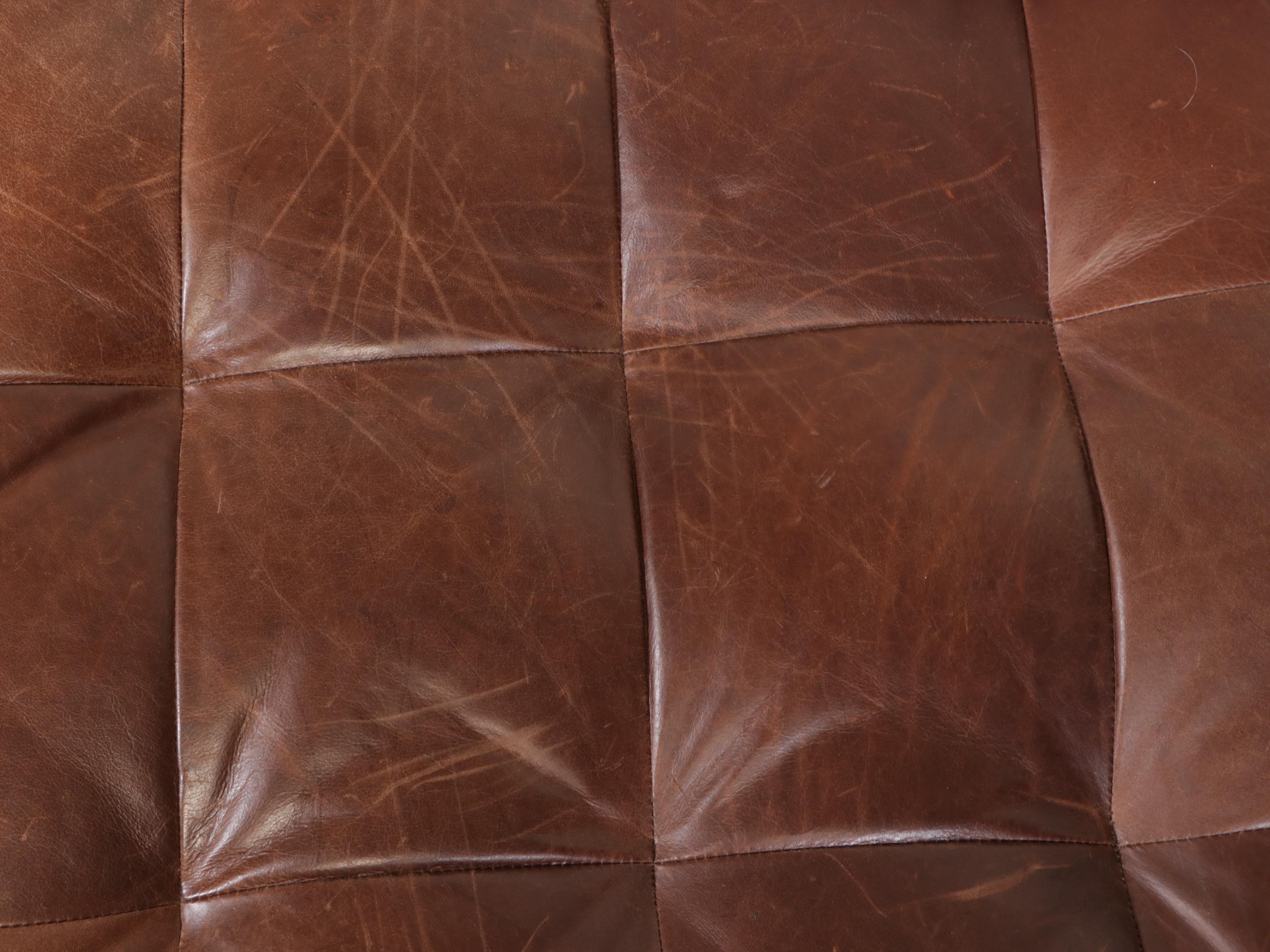 Woodworth Wooden Industries Mid Century Style Leather Sectional