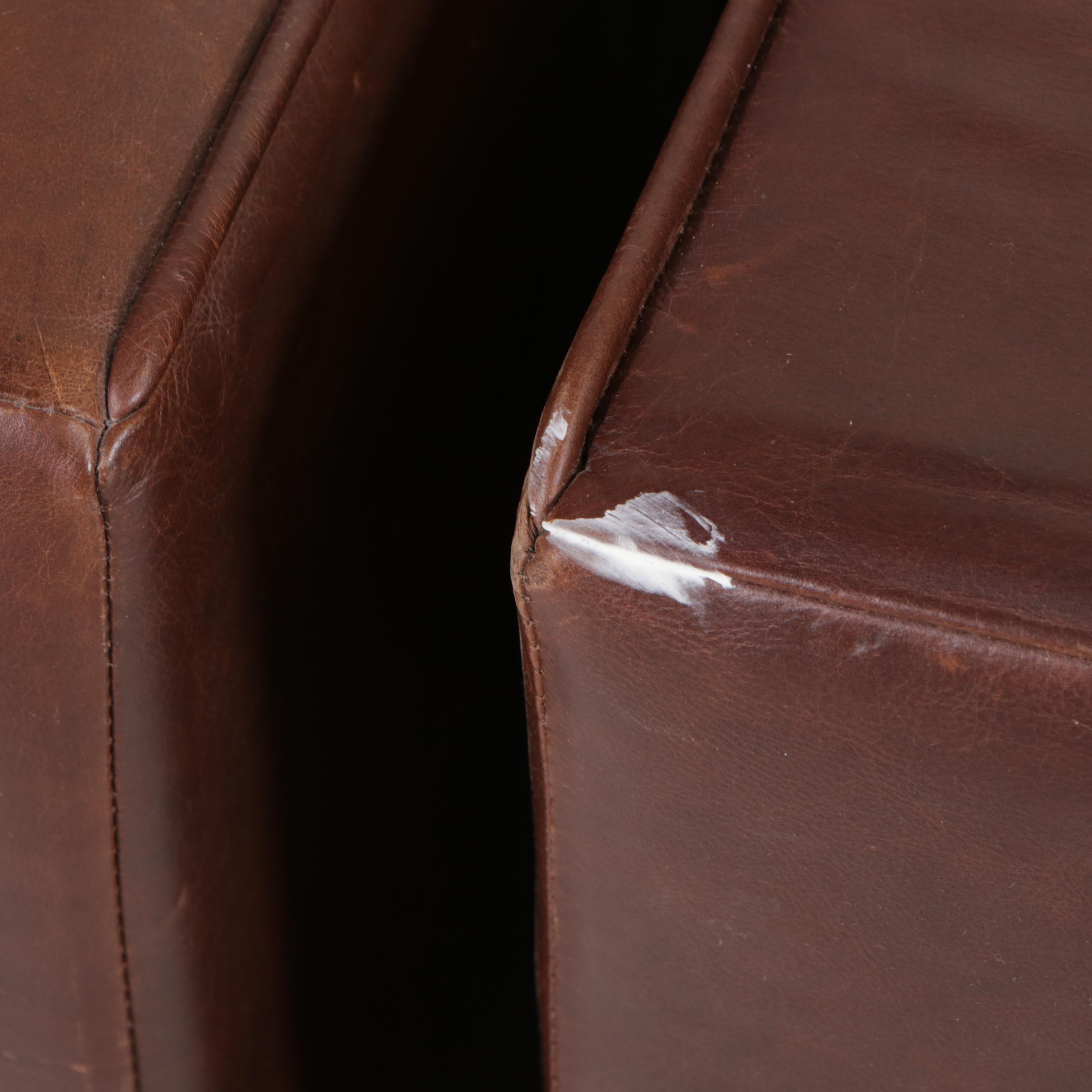 Woodworth Wooden Industries Mid Century Style Leather Sectional