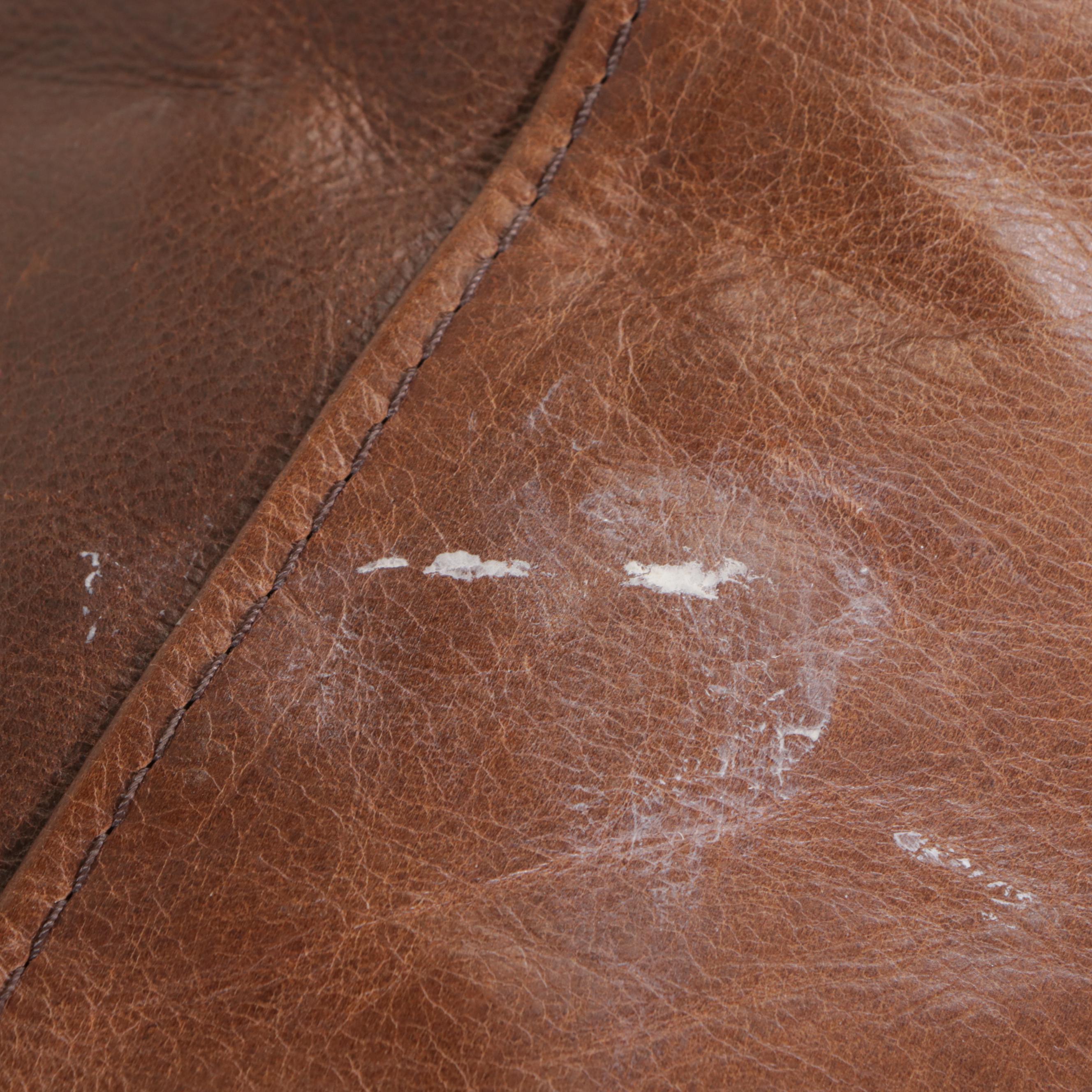 Woodworth Wooden Industries Mid Century Style Leather Sectional